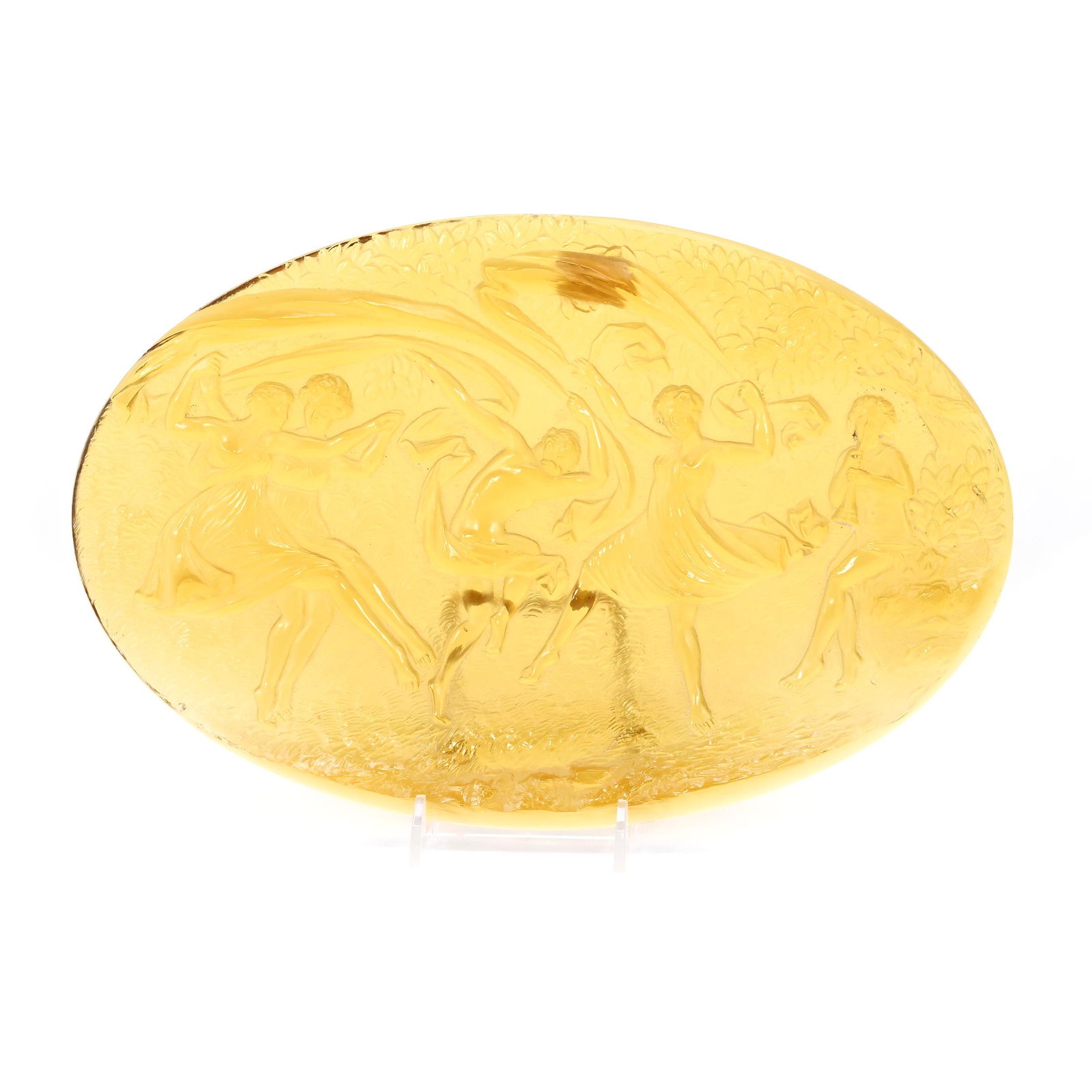 Oval Plaque, Solid Amber Bohemian Art Glass (1 of 2)
