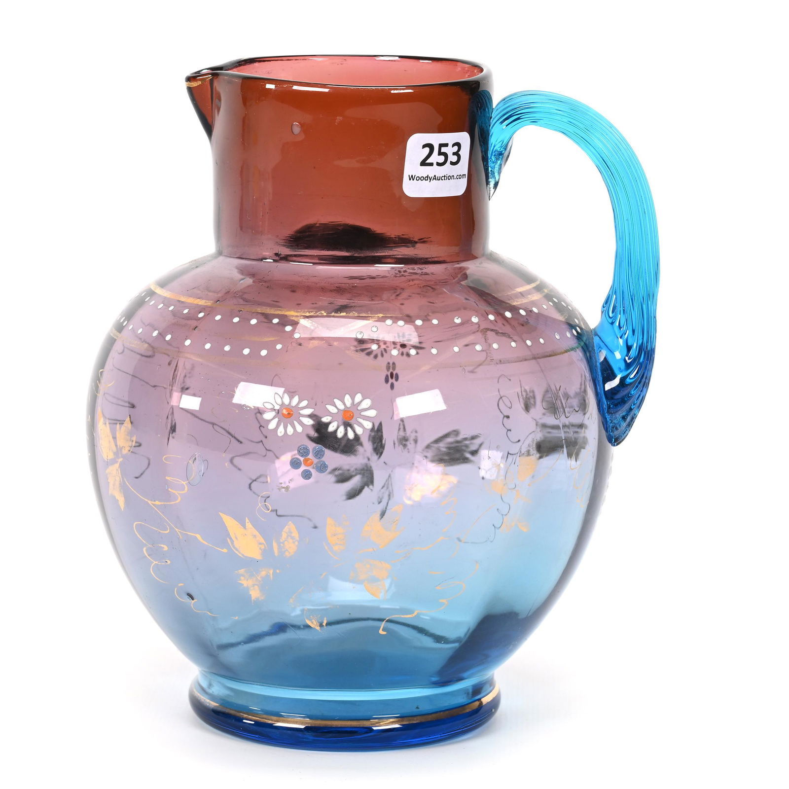 Pitcher, Cranberry Amethyst To Blue Art Glass (1 of 3)