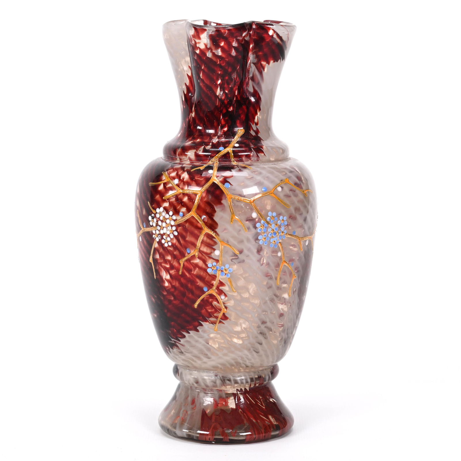 Vase, Cased Mottled Tortoise Shell Art Glass (1 of 3)