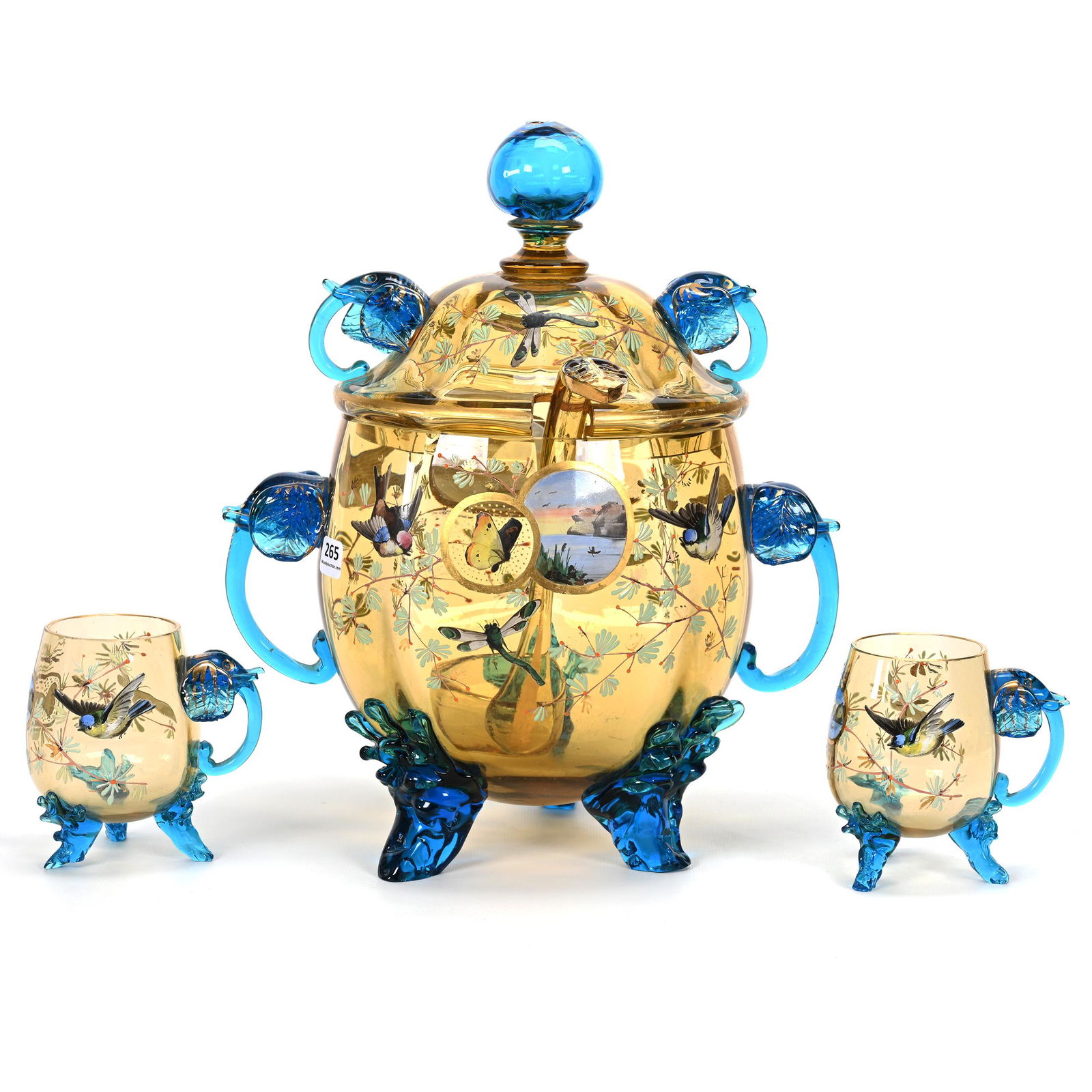 Punch Set, Five Piece, Solid Amber Bohemian Glass (1 of 6)