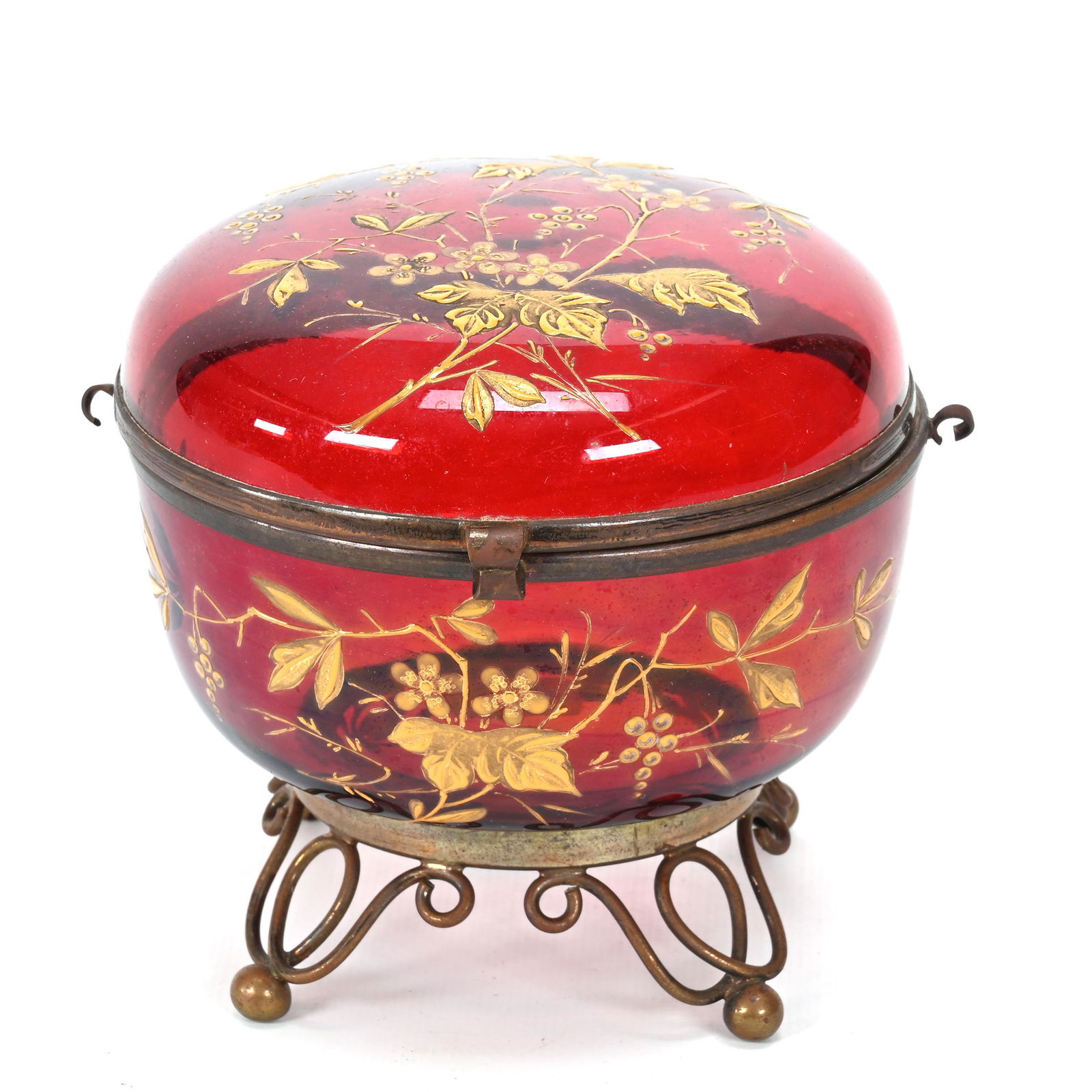 Jewel Box, Dark Cranberry Bohemian Art Glass (1 of 3)