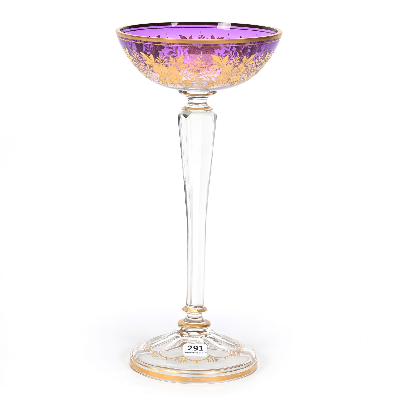 Compote, Amethyst To Clear Bohemian Art Glass (1 of 3)