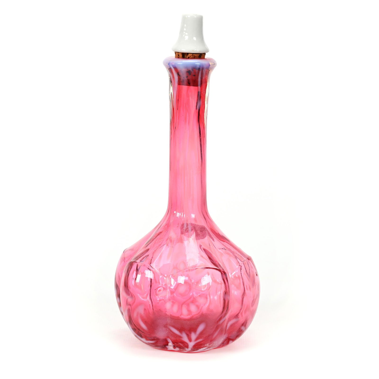 Barber Bottle, Cranberry Opalescent (1 of 3)