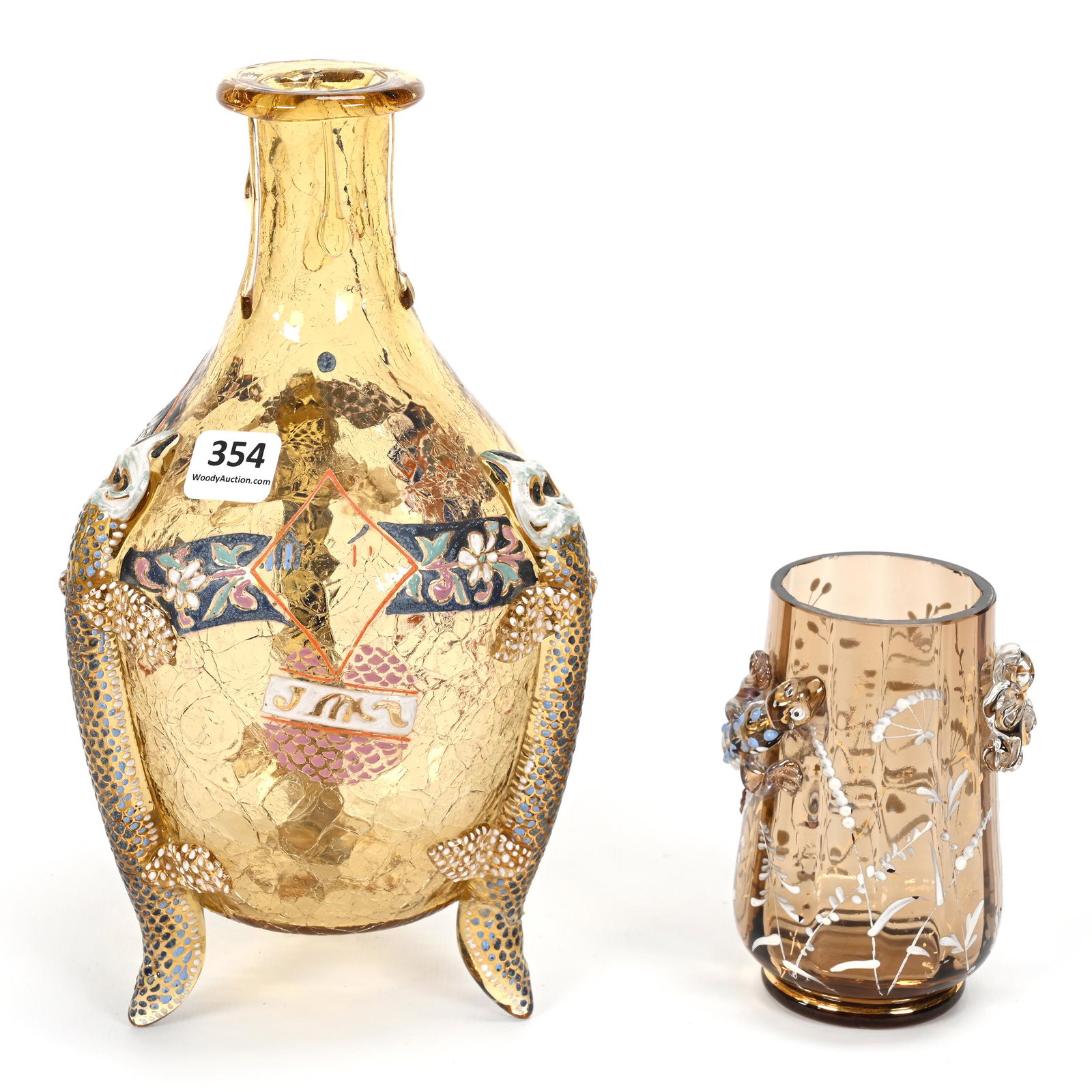 (2) Bohemian Art Glass Items (1 of 8)