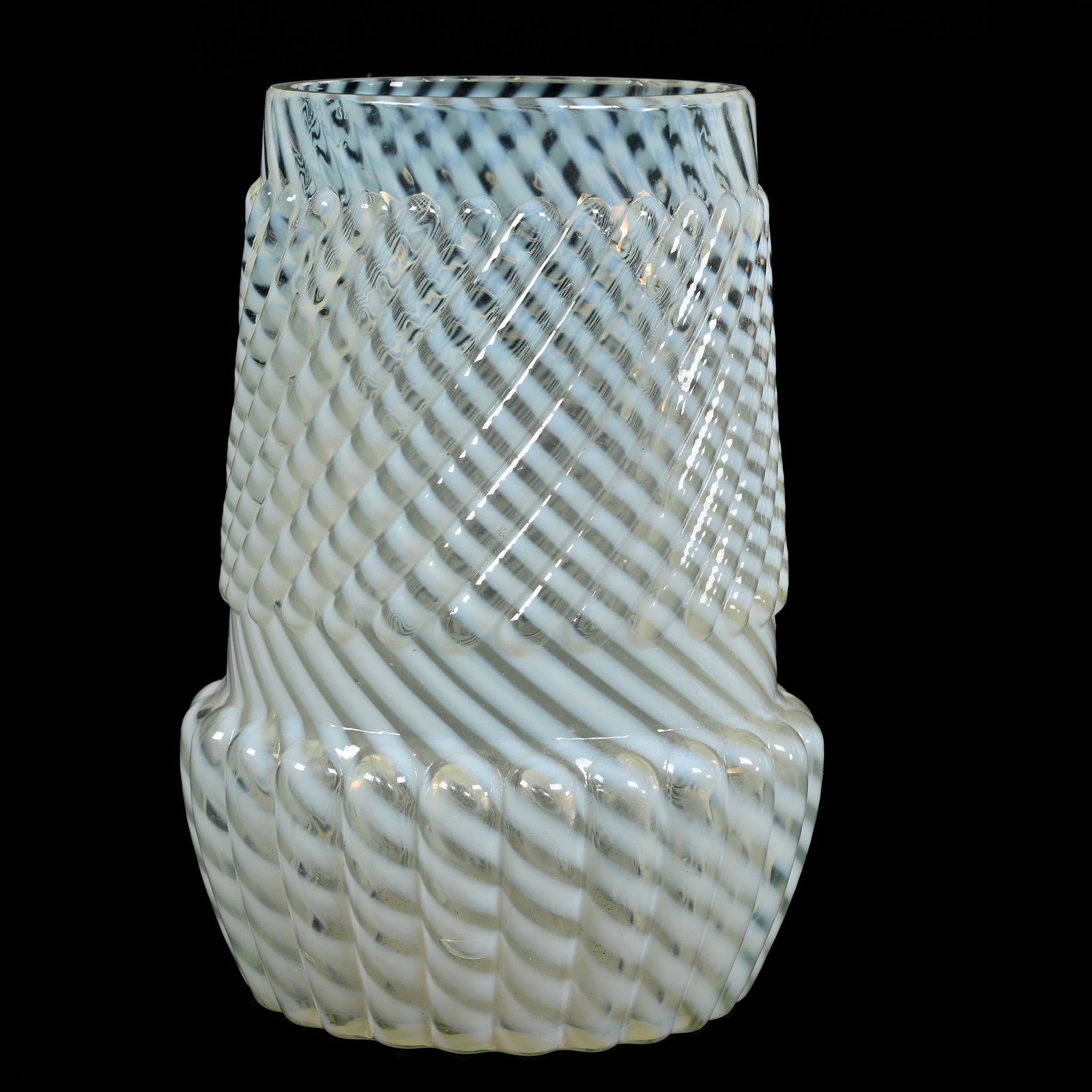 Celery Vase, White Opalescent Chrysanthemum Swirl (1 of 3)