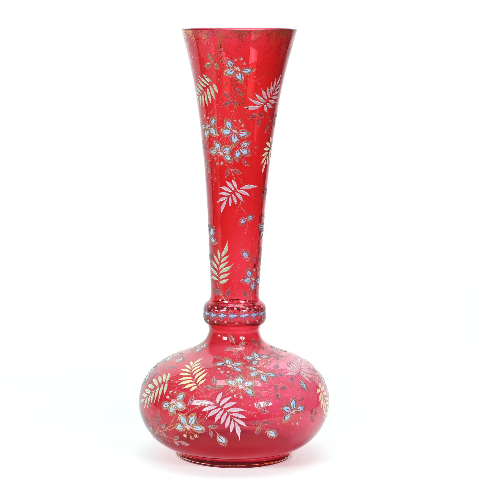 Vase, Cranberry Bohemian Art Glass (1 of 3)