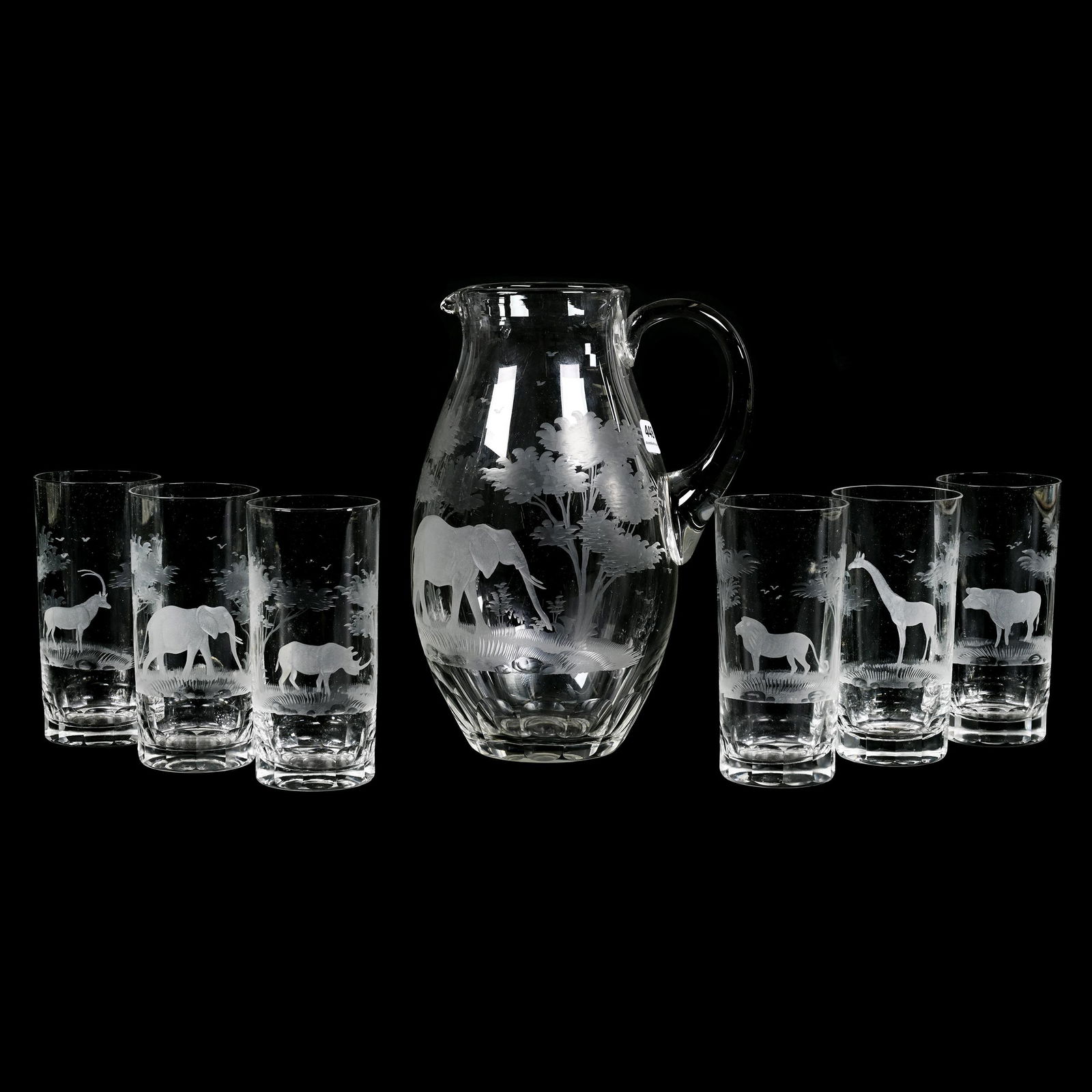 Water Set, Clear Bohemian Art Glass (1 of 3)