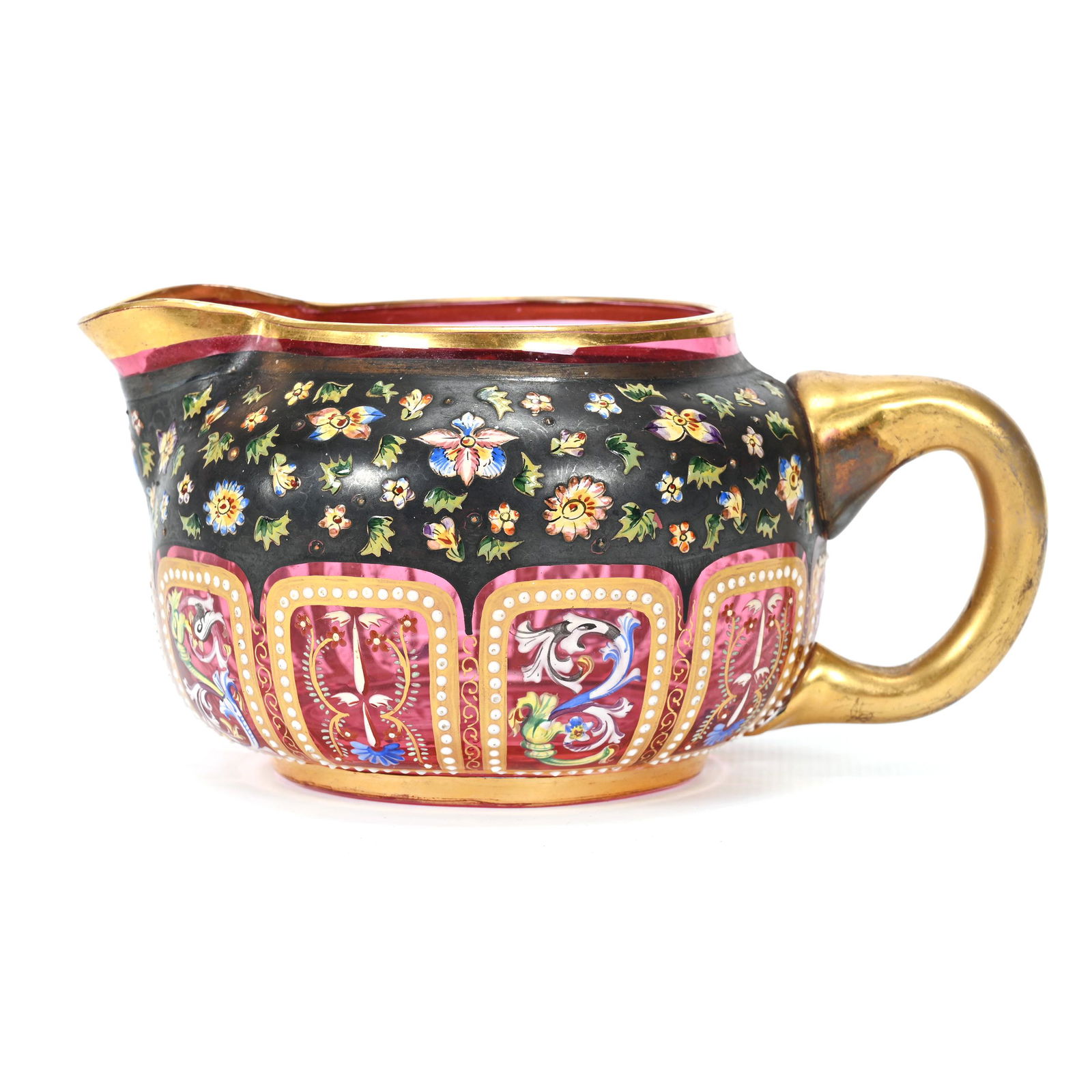 Creamer, Cranberry Bohemian Art Glass (1 of 3)