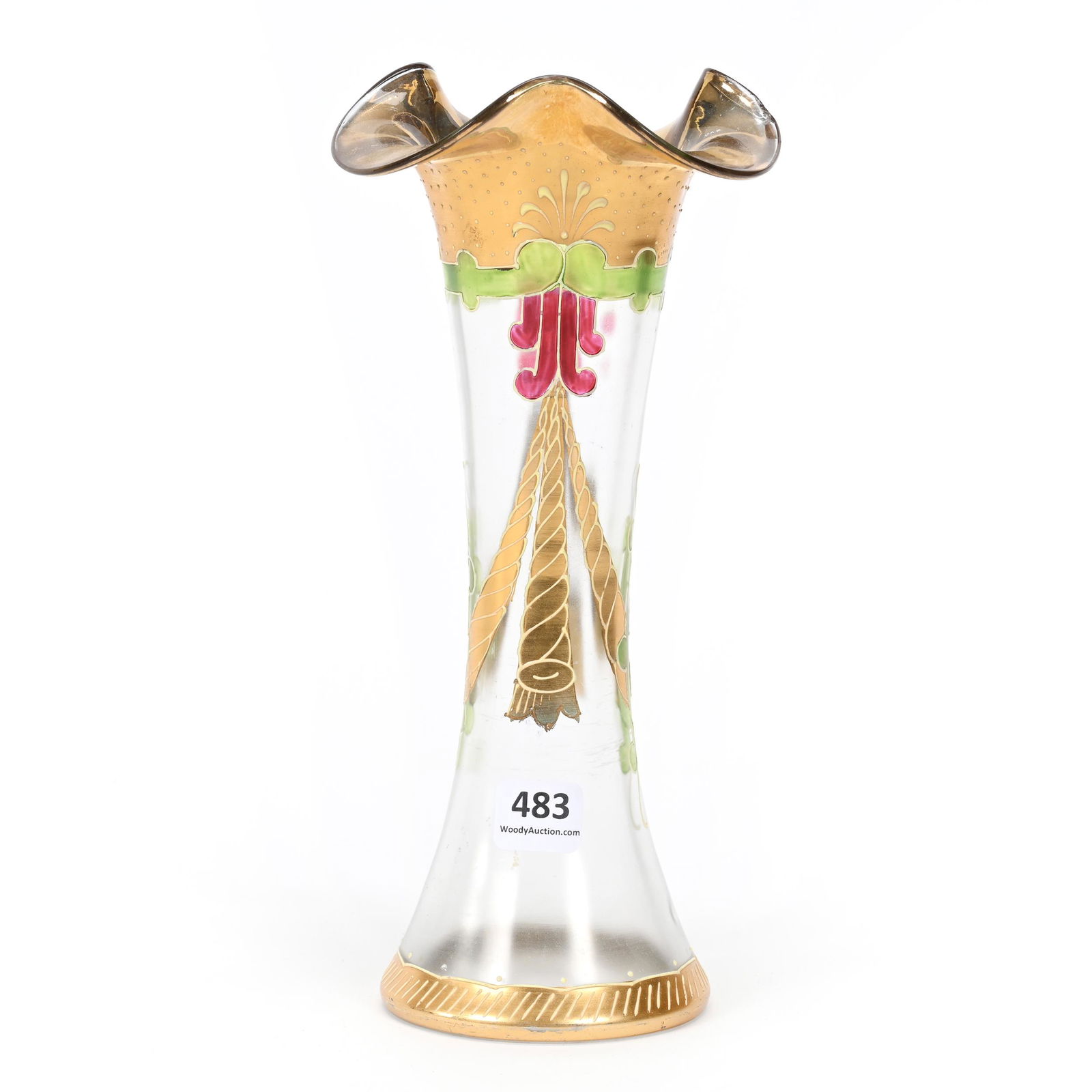 Vase, Clear Frosted Bohemian Art Glass (1 of 3)