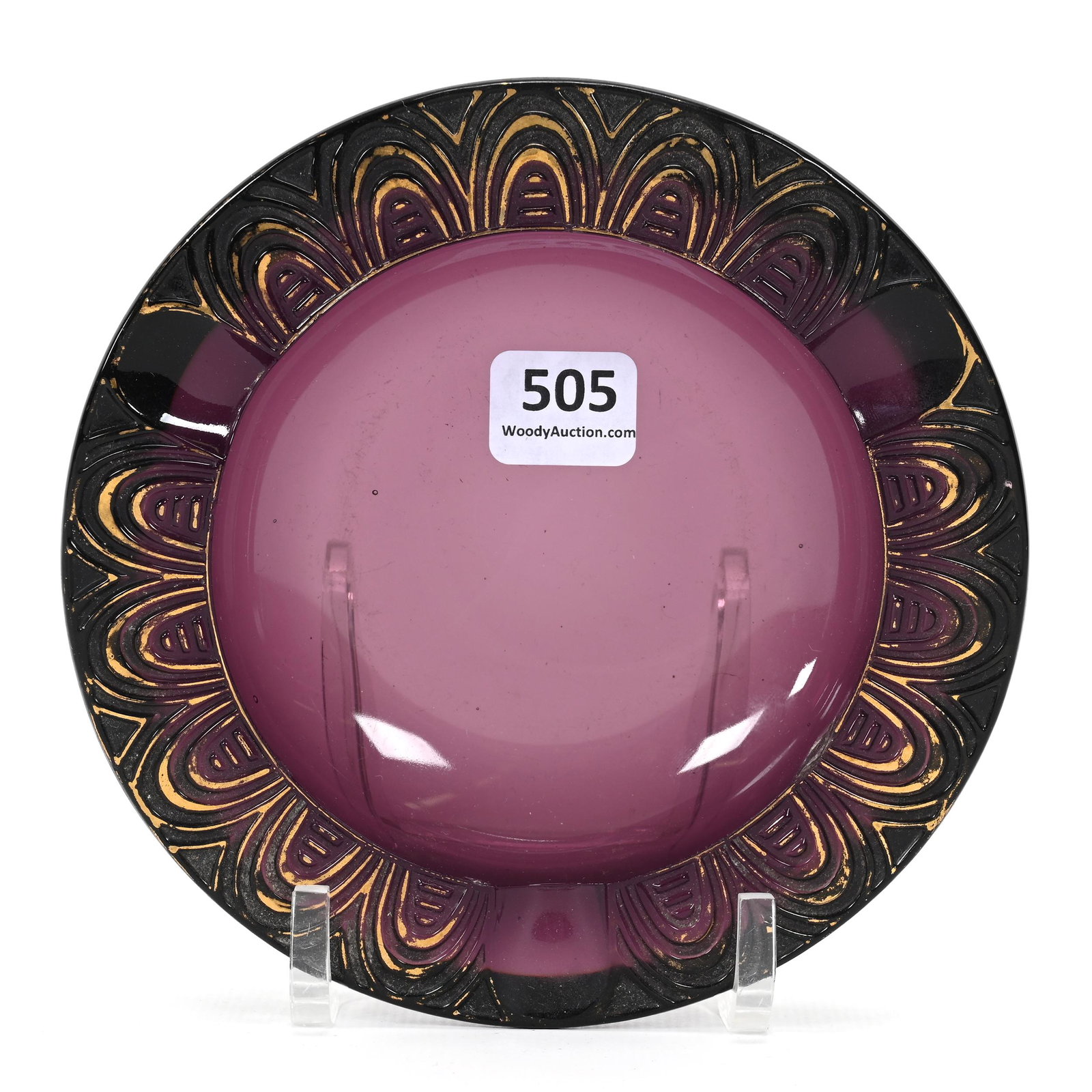 Ash Tray, Solid Amethyst Bohemian Art Glass (1 of 3)