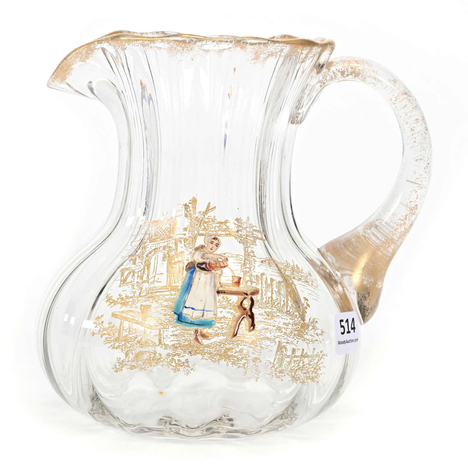 Water Pitcher, Clear Bohemian Art Glass By Rossler (1 of 3)