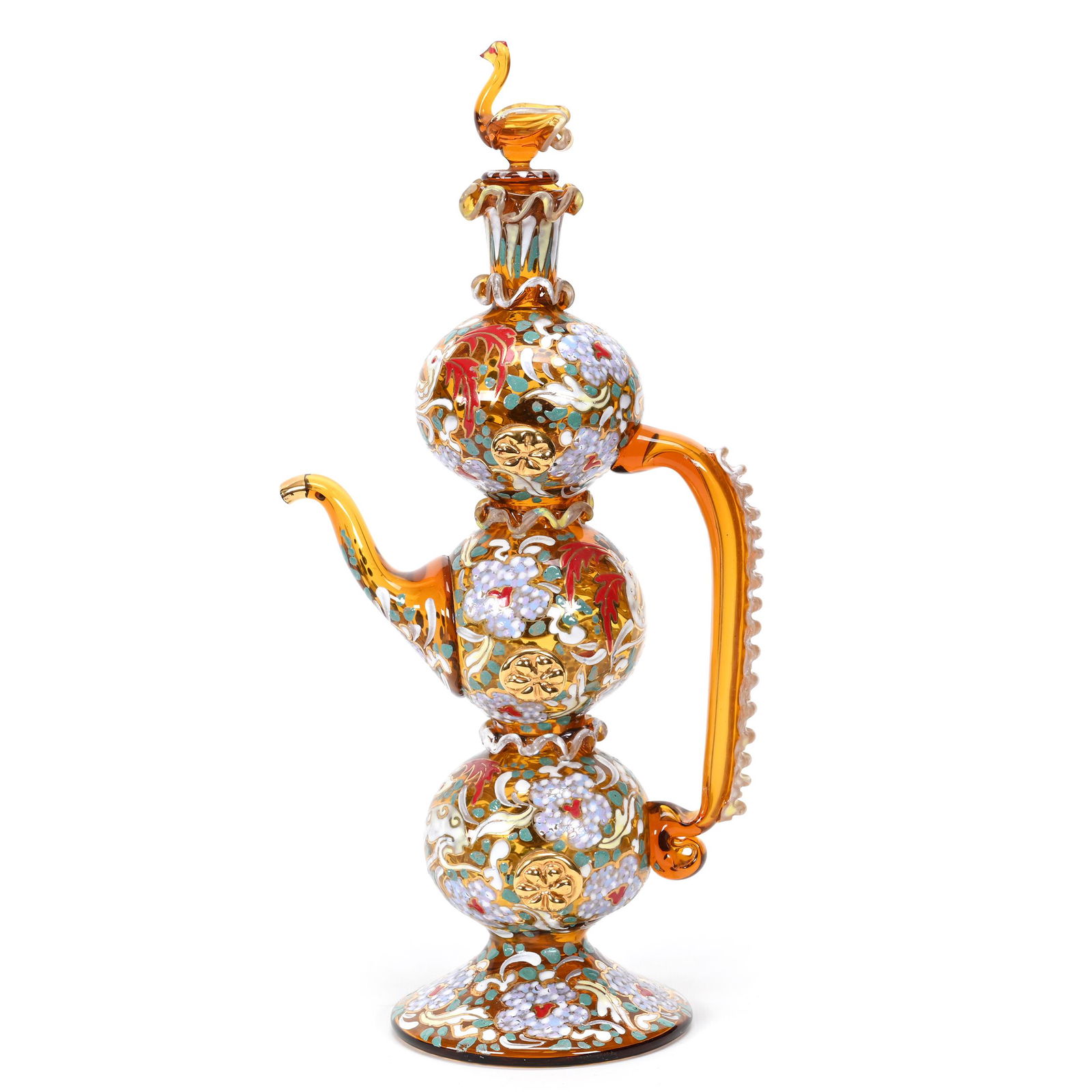 Pedestal Decanter, Solid Amber Spanish Art Glass (1 of 4)