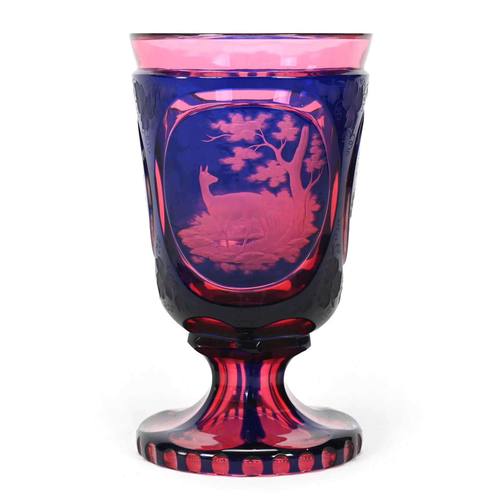Pedestal Beaker, Bohemian Cranberry Art Glass (1 of 3)