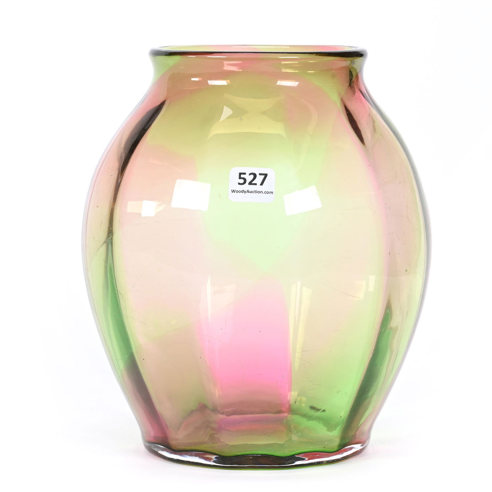 Vase, Cased Bohemian Rainbow Art Glass (1 of 2)