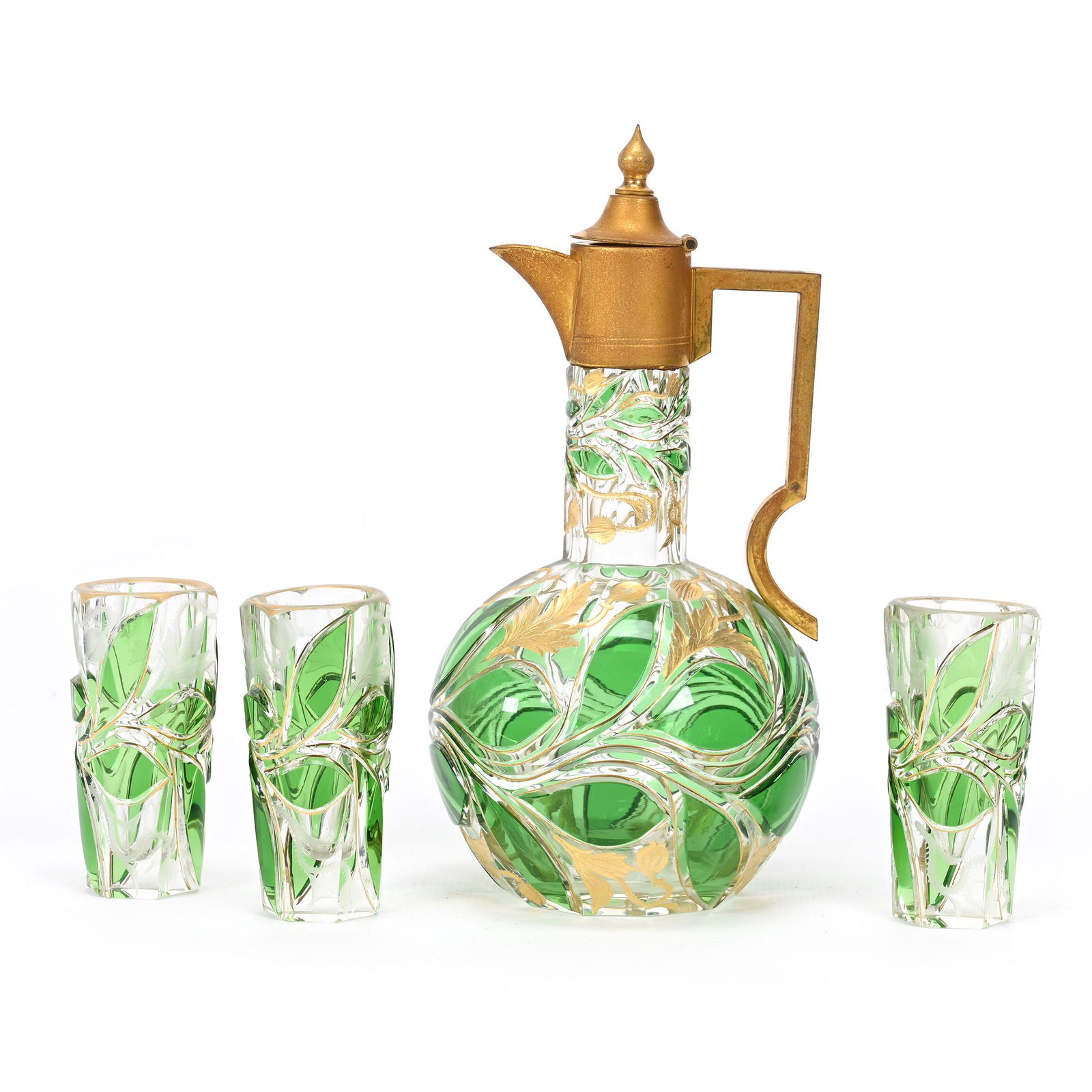 Liqueur Decanter Set, Clear Bohemian Art Glass (1 of 4)