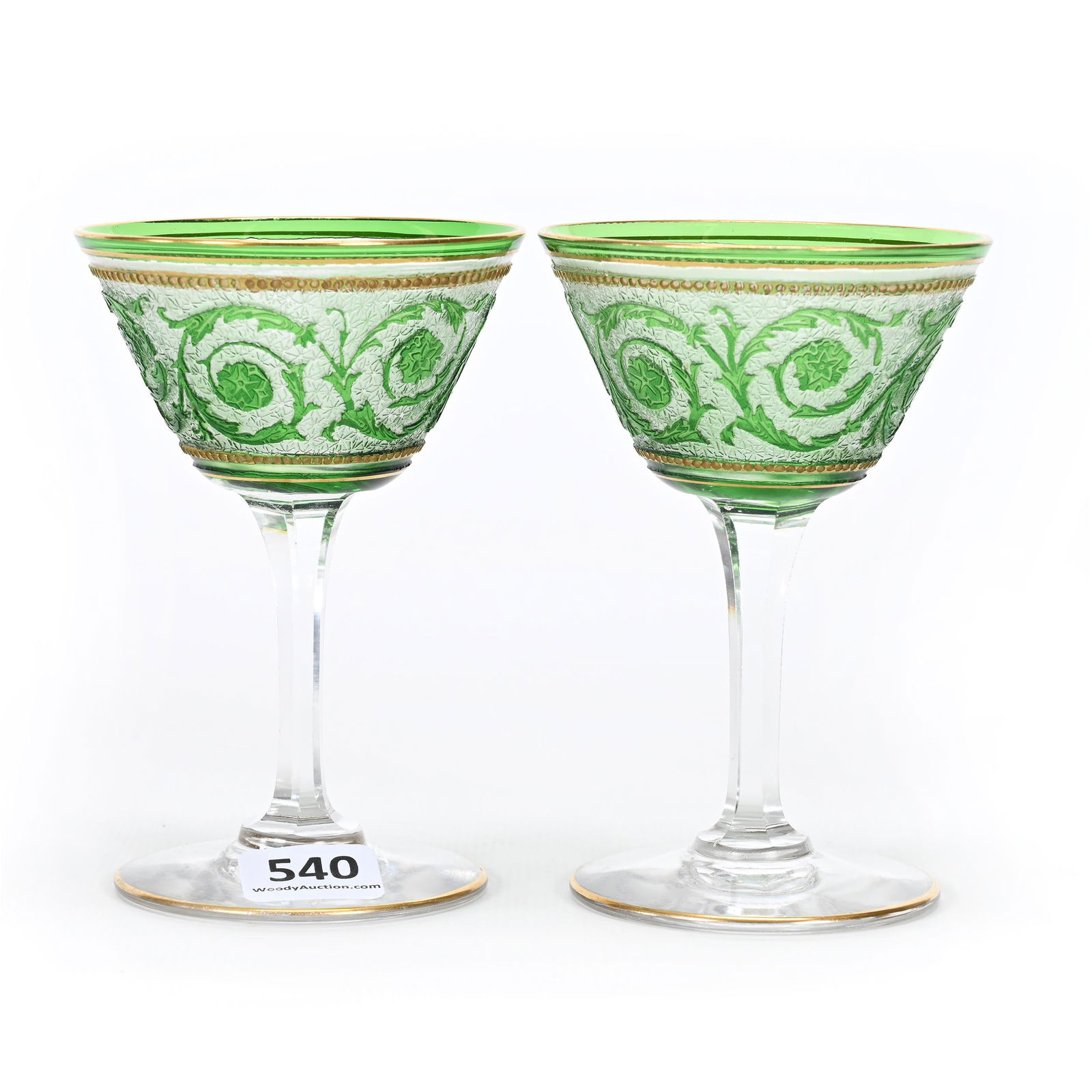 Pair Cocktail Stems, Spa Pattern By Val St. Lambert (1 of 3)