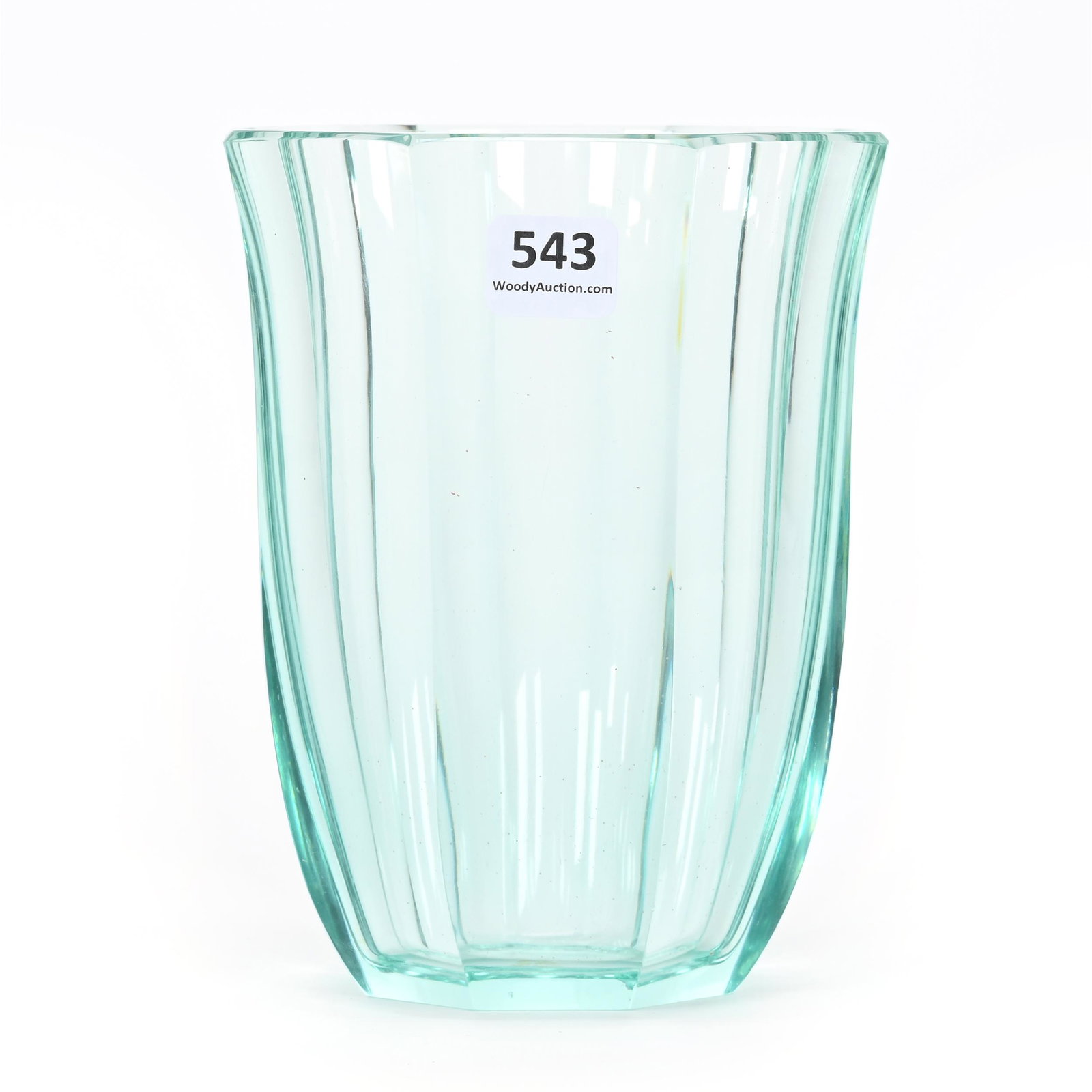 Vase Marked Moser Bohemian Art Glass: Vase Marked Moser Bohemian Art Glass, 6" x 5", Eight Panel Cut, Solid Light Green, Don Henson Estate, Michigan. Part 3. This auction is the final dispersal of a collection of over 1,700 items selling 