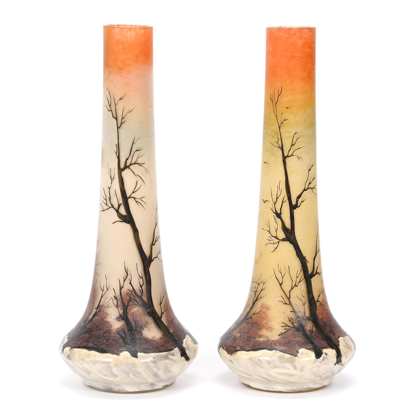 Pair Vases, French Art Glass Signed Leune (1 of 4)