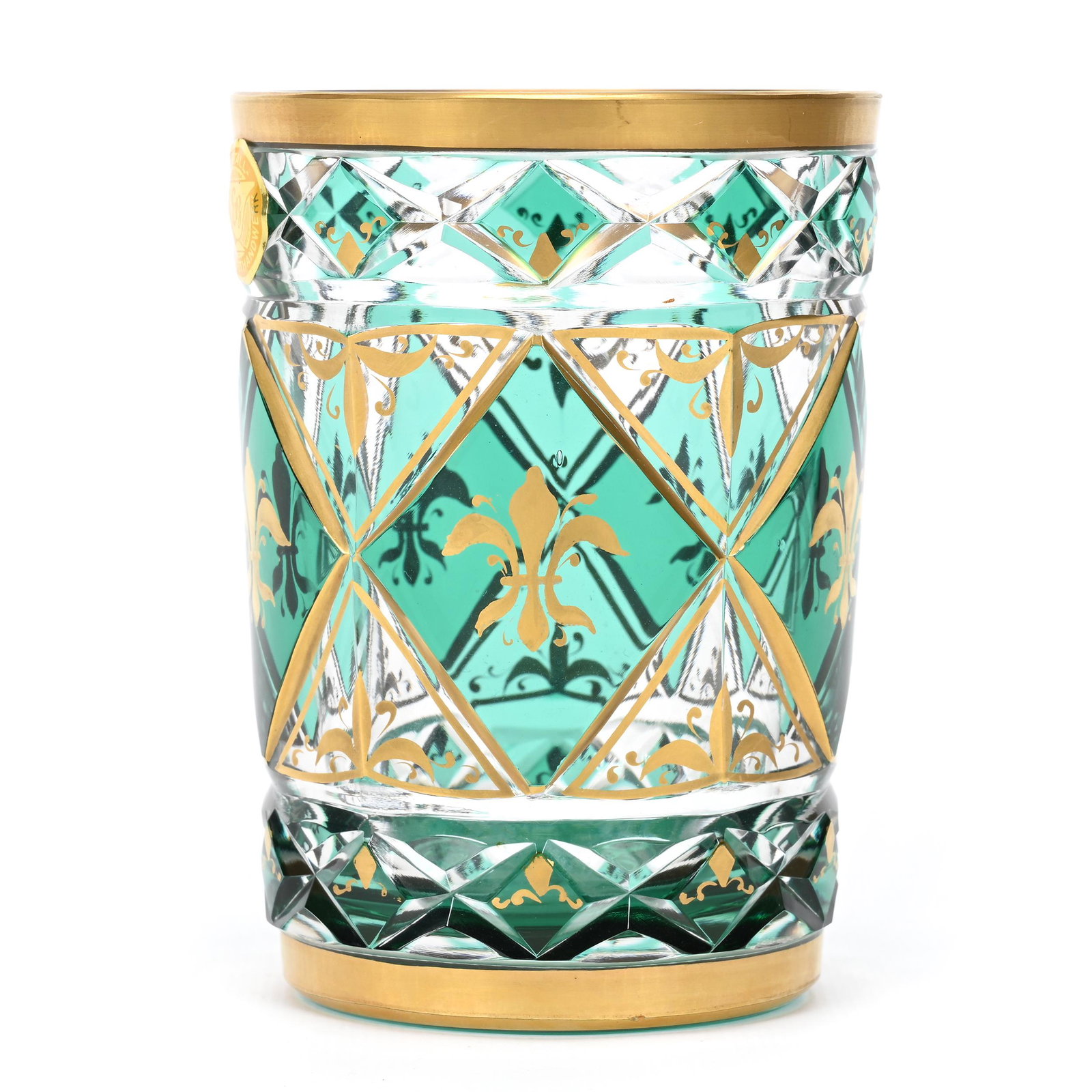 Beaker, Turquoise Cut To Clear (1 of 3)