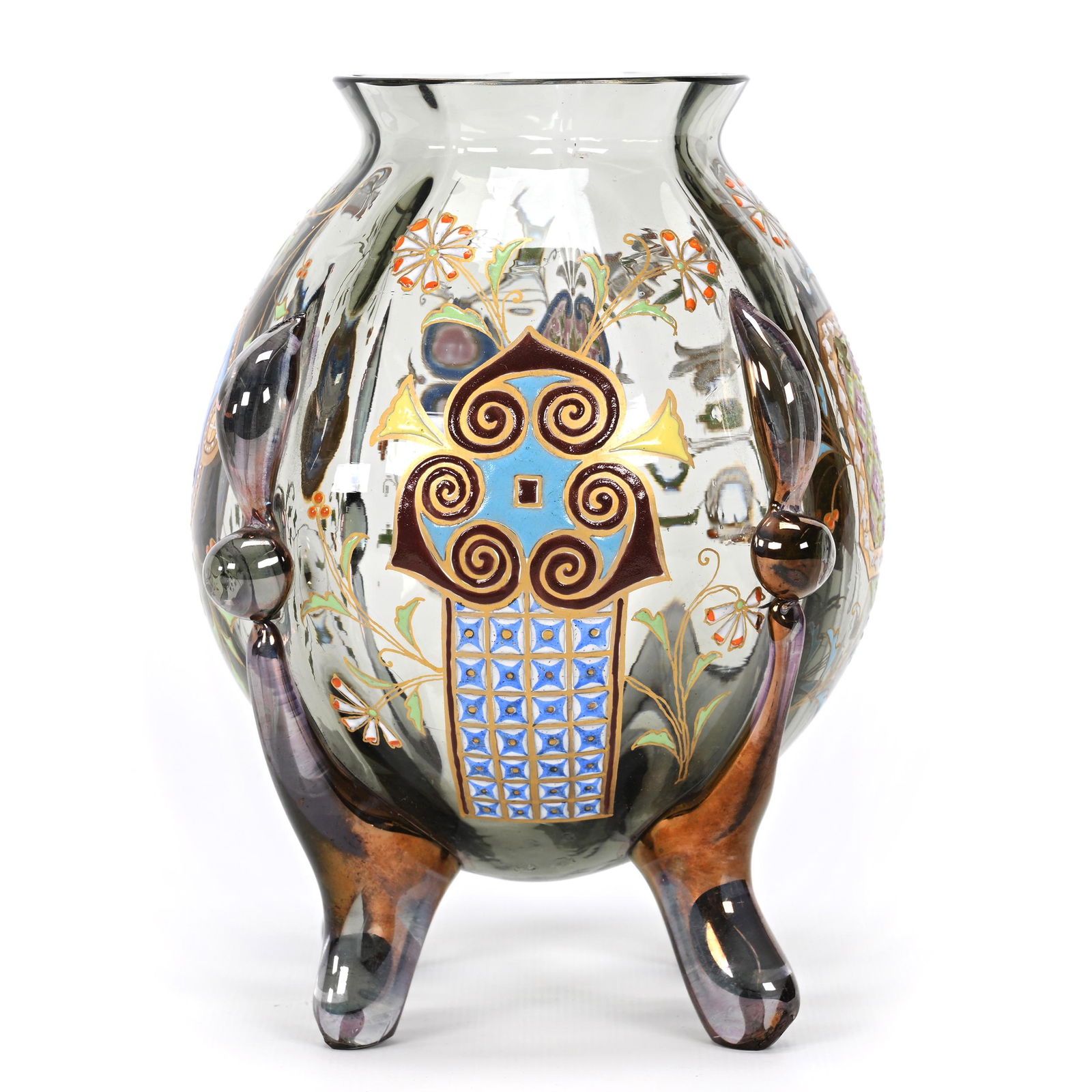 Vase, Iridescent Smoke Bohemian Art Glass (1 of 3)