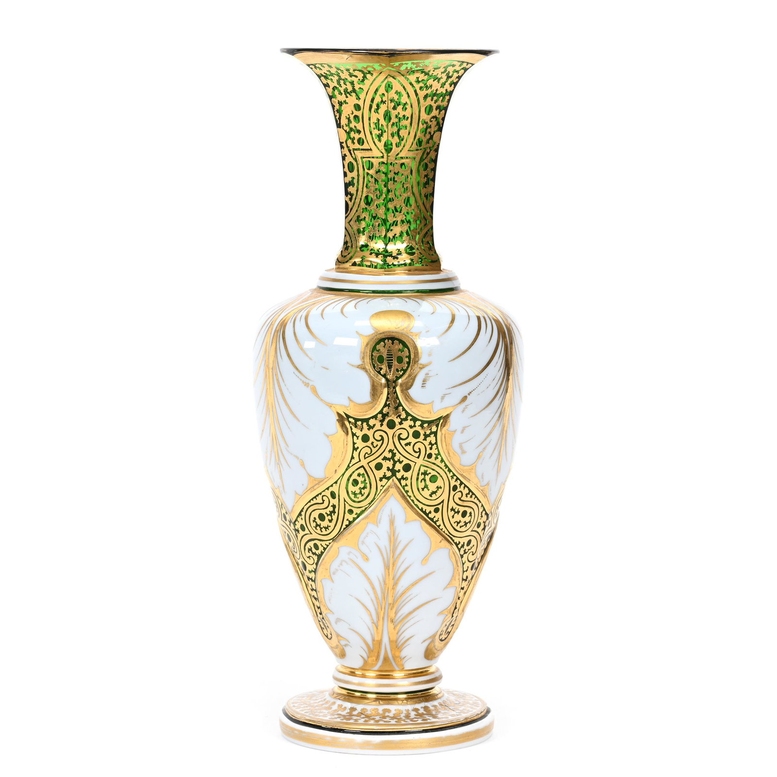 Pedestal Vase, Emerald Green Bohemian Glass (1 of 3)