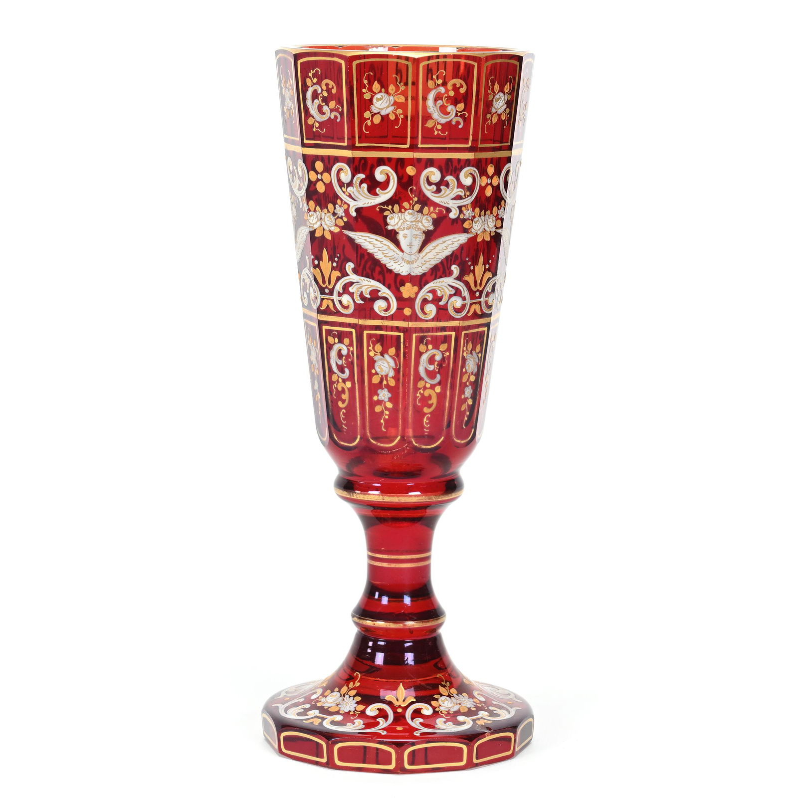 Chalice, Ruby Flash Bohemian Art Glass (1 of 3)