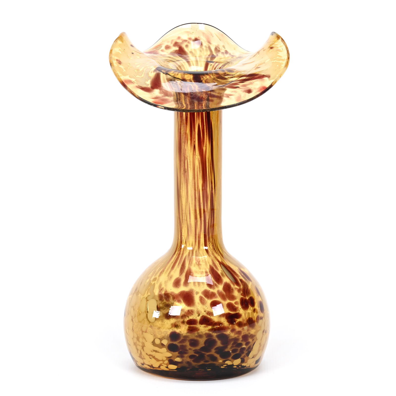Vase, Amber Cased Art Glass, Tortoise Shell Design (1 of 3)