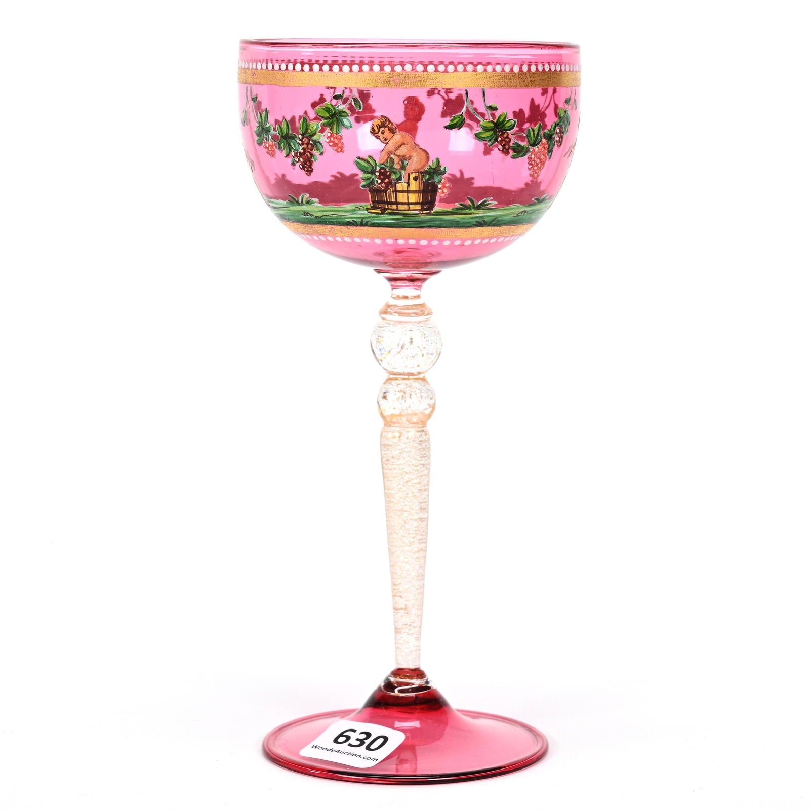 Champagne Stem, Cranberry Art Glass (1 of 3)