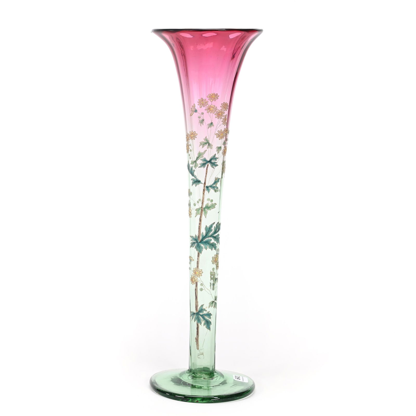 Trumpet Vase, Rubina Verde Art Glass, Optic Rib (1 of 3)