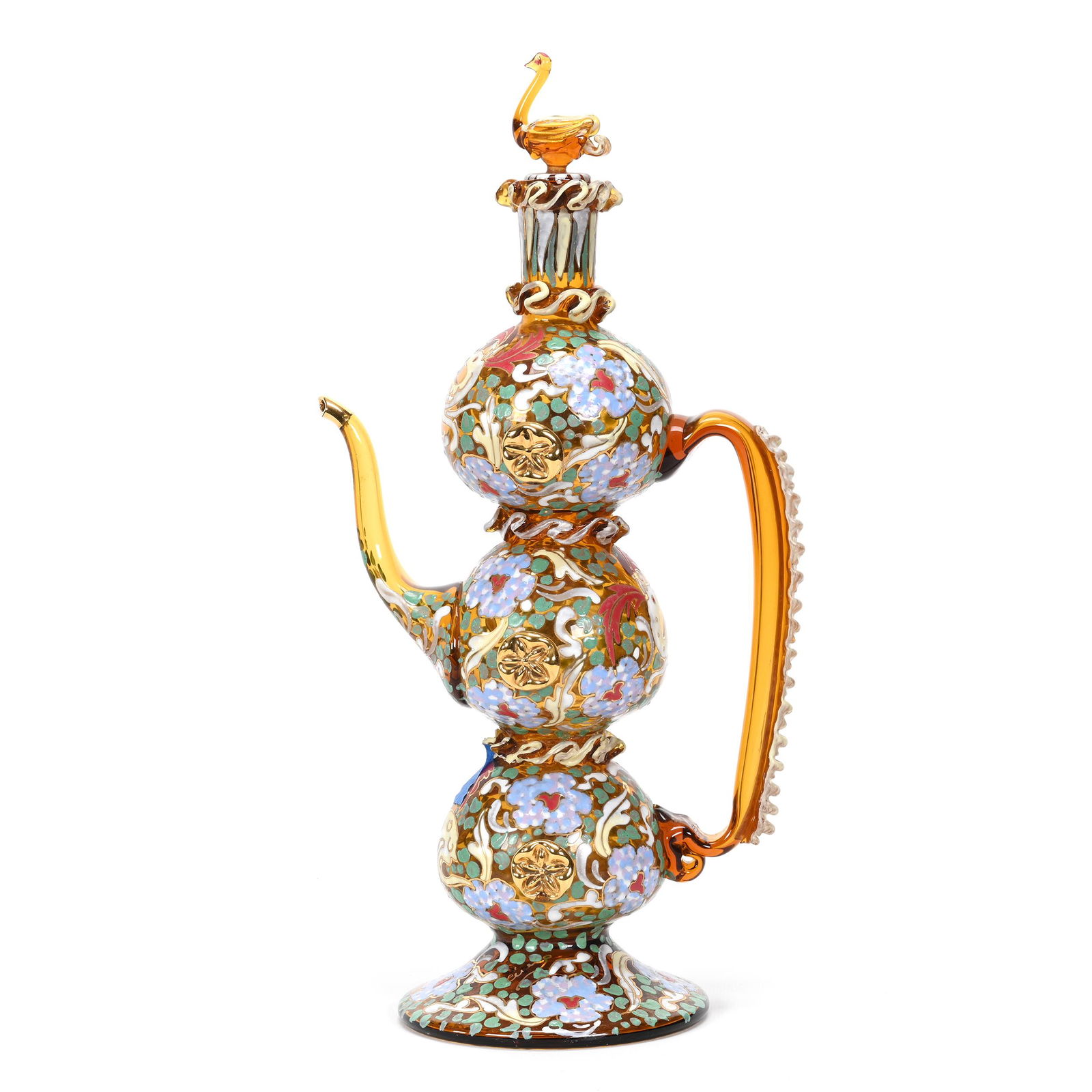 Pedestal Decanter, Solid Amber Spanish Art Glass (1 of 5)