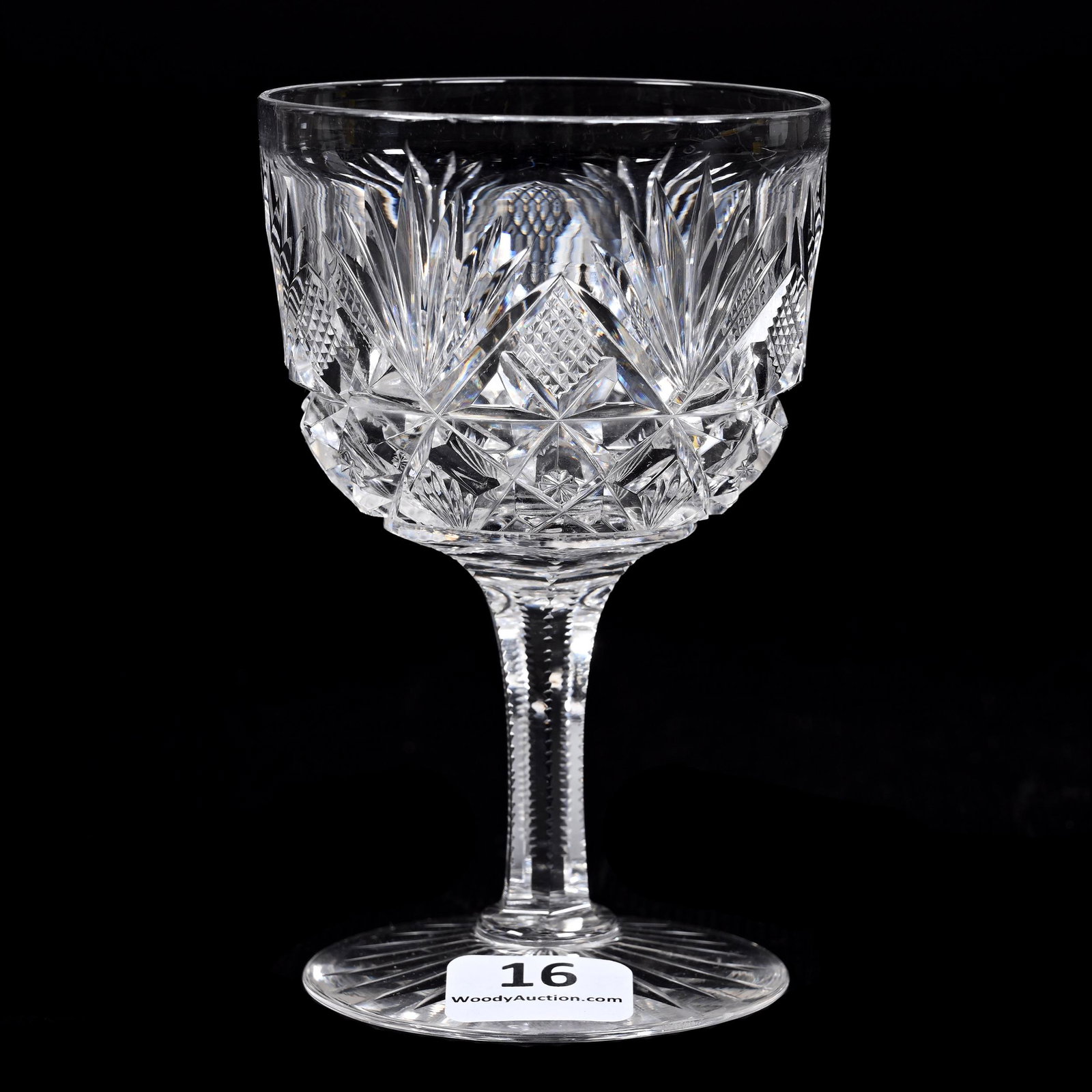 Wine Stem, ABCG, Brazilian Pattern By Hawkes: Wine Stem, ABCG, Brazilian Pattern By Hawkes, 4.25" x 2.75", Ray Cut Foot, Solid Notched Stem, Dennis R. Lemon Collection.