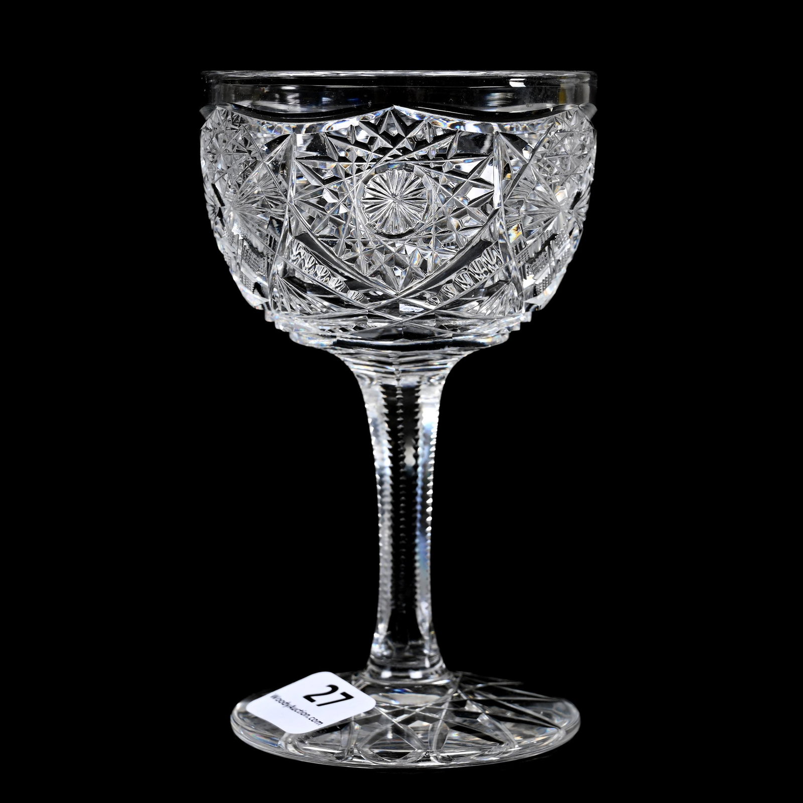 Wine Stem, ABCG, Octavus Pattern By Straus: Wine Stem, ABCG, Octavus Pattern By Straus, 4.75" x 2.75", Hobstar Foot, Dennis R. Lemon Collection.