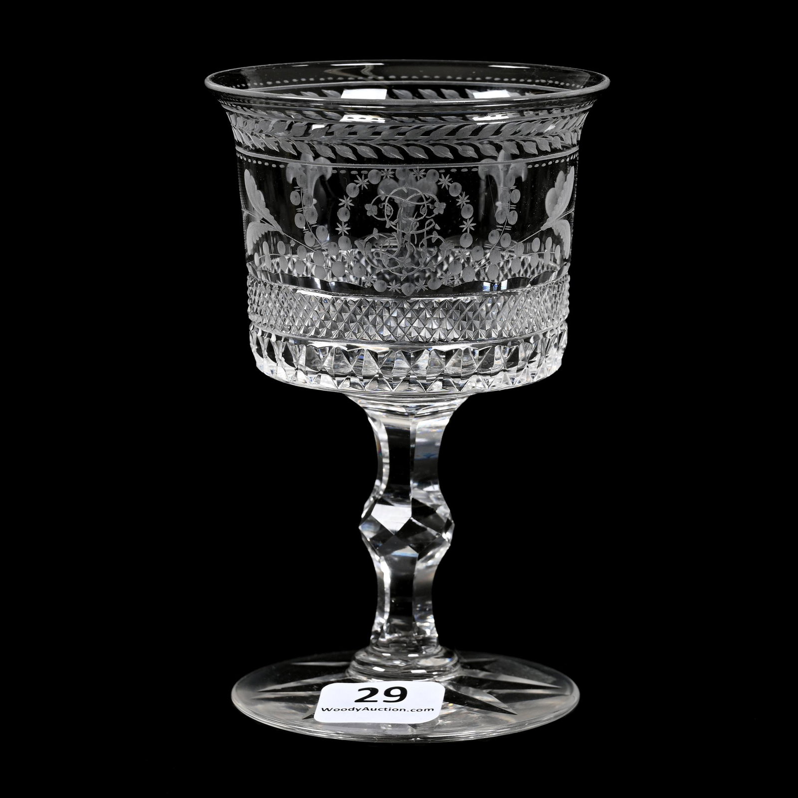 Wine Stem, ABCG, Louis XIV Pattern By Hawkes: Wine Stem, ABCG, Louis XIV Pattern By Hawkes, 4.5" x 2.75", Monogram, Ray Cut Foot, Dennis R. Lemon Collection.