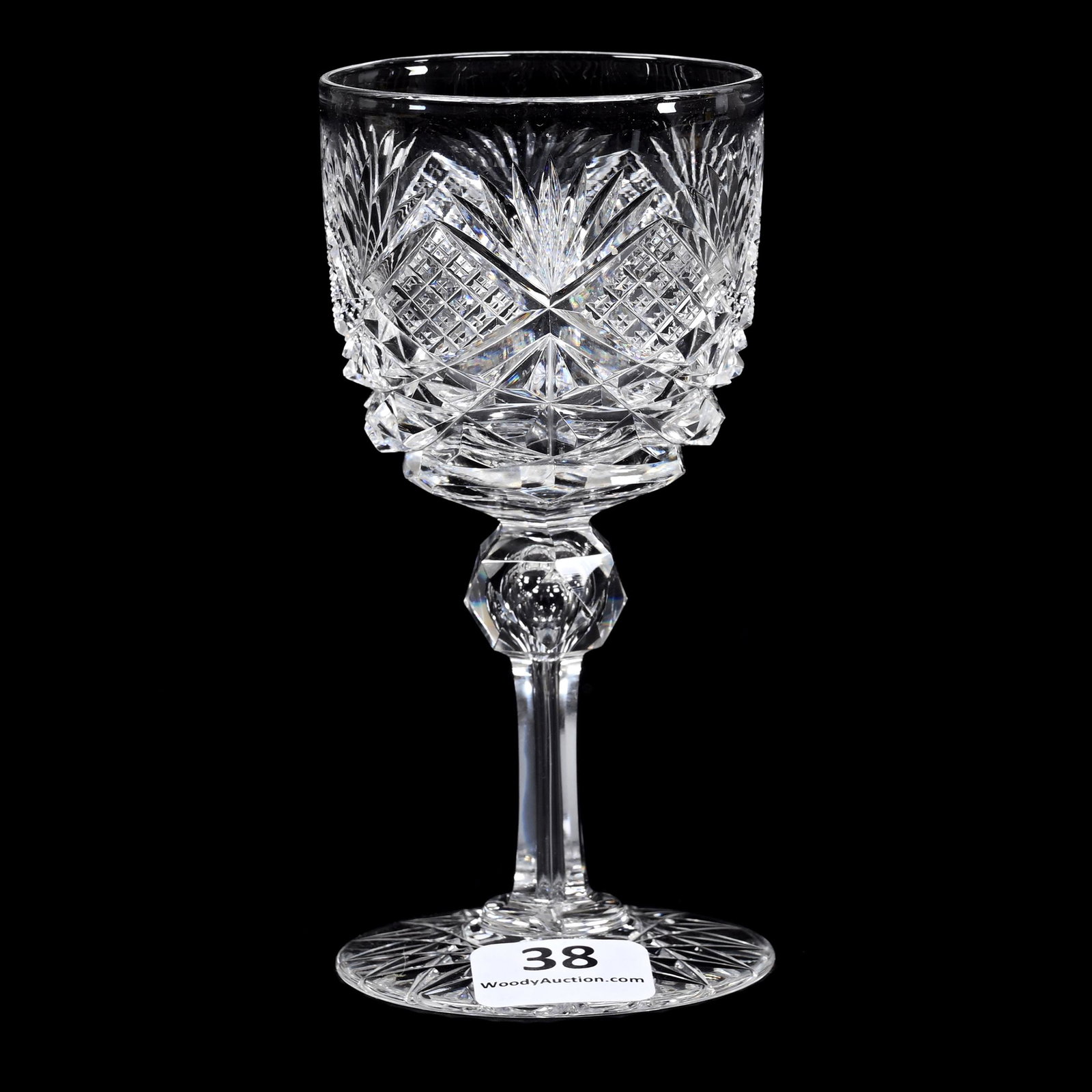 Wine Stem, ABCG, Cobweb Pattern By Hawkes: Wine Stem, ABCG, Cobweb Pattern By Hawkes, 4.5" x 2.25", Hobstar Foot, Nice Quality, Dennis R. Lemon Collection.