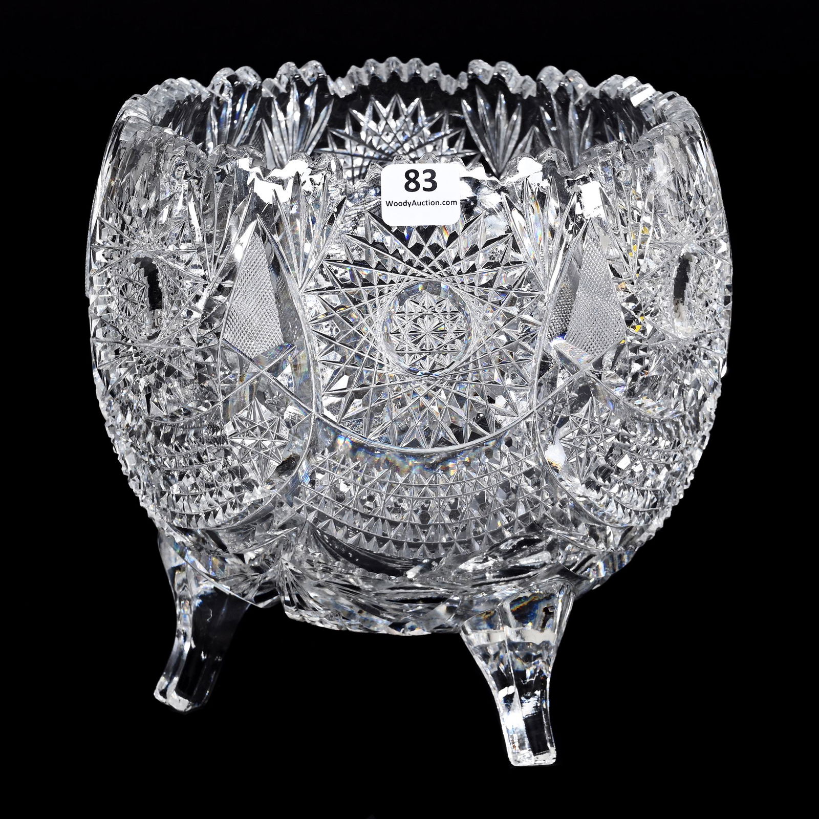 Rose Bowl, Three Feet, American Brilliant Cut Glass (1 of 3)