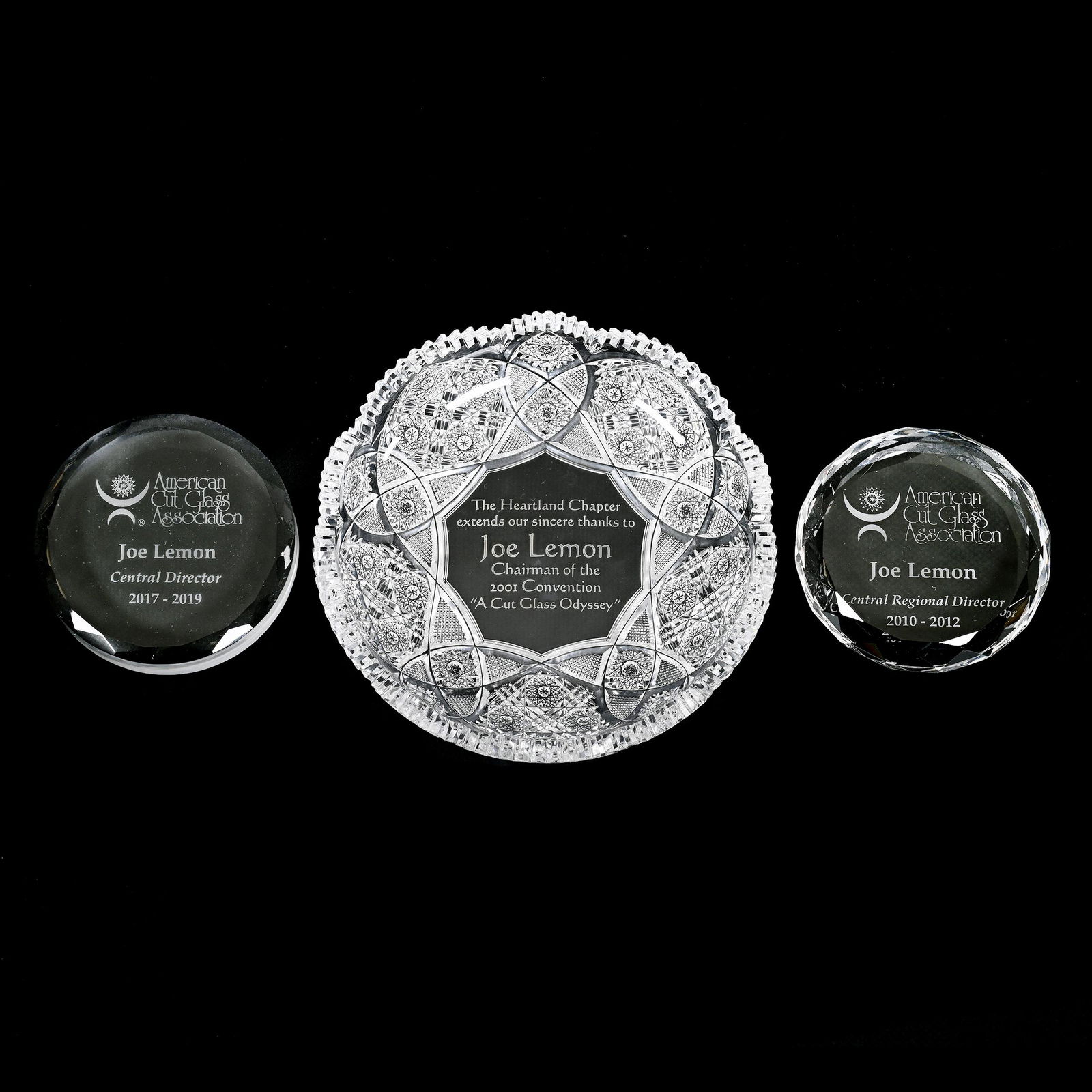 (3) Modern Cut Glass Presentation Items (1 of 3)