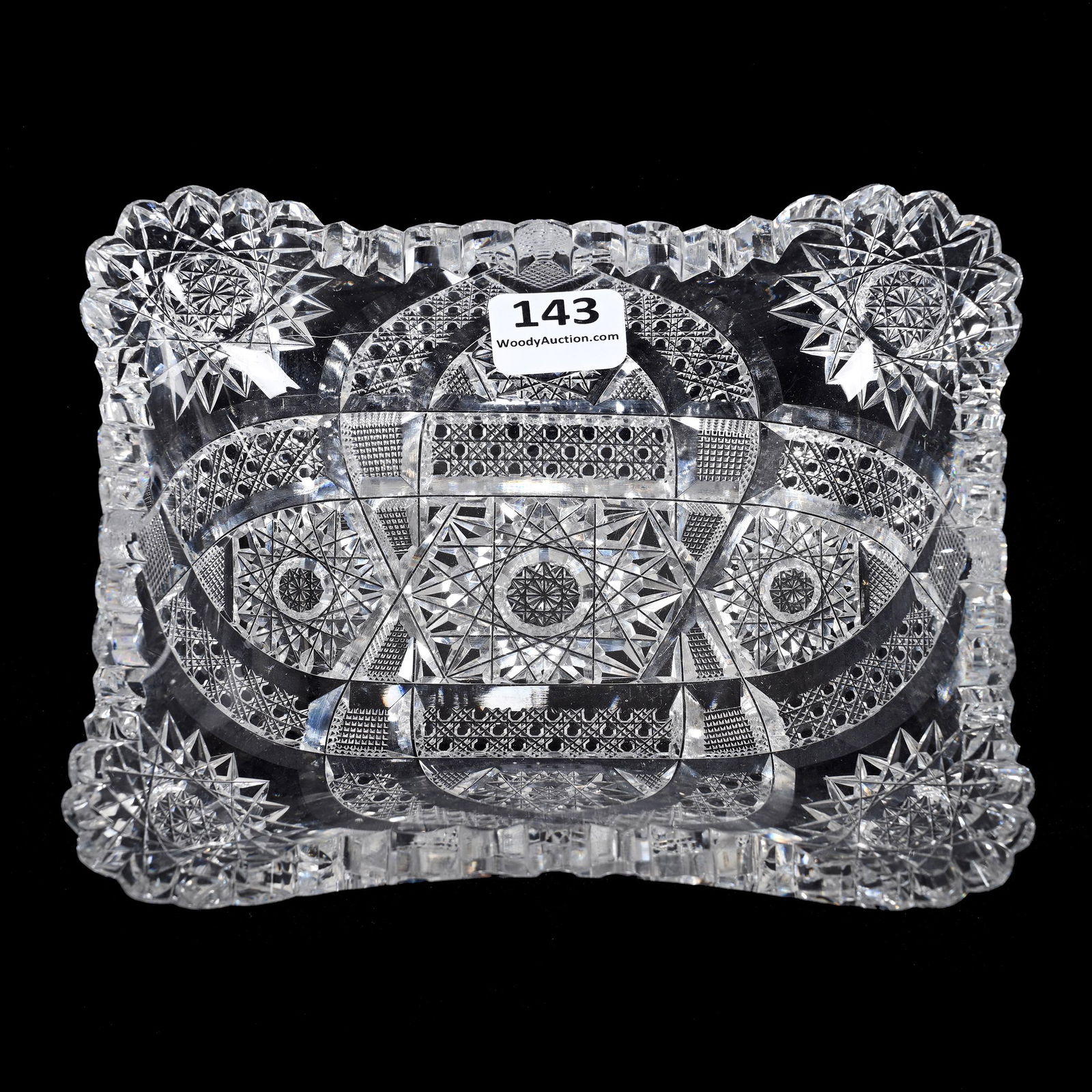 Rectangular Dish, ABCG: Rectangular Dish, ABCG, 1.75" x 6", Hobstar, Cane, Strawberry Diamond And Vesica Motif, Heavy Blank, Rich & Sandy Encelewski Collection.