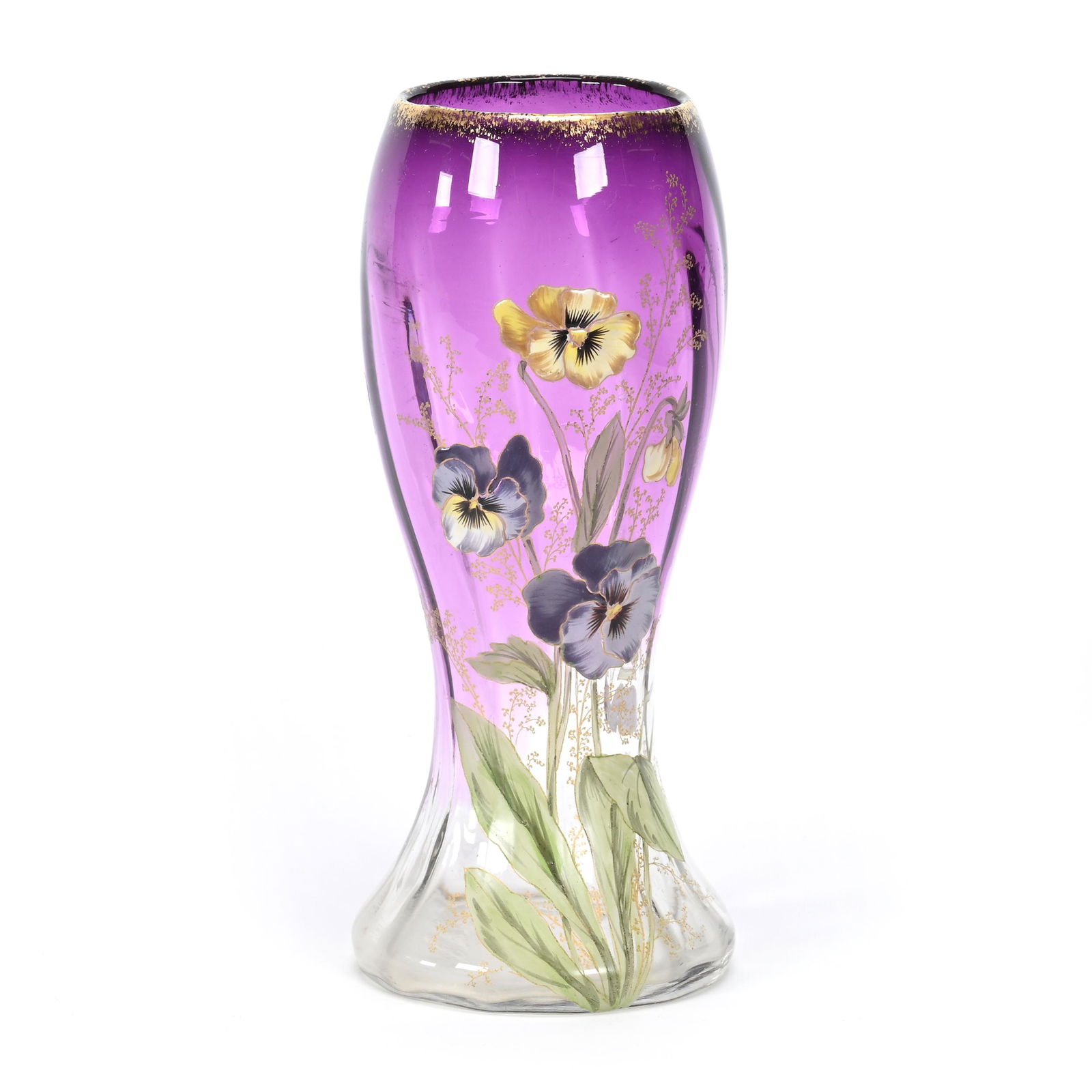 Vase, Amethyst Shading To Clear Art Glass (1 of 3)