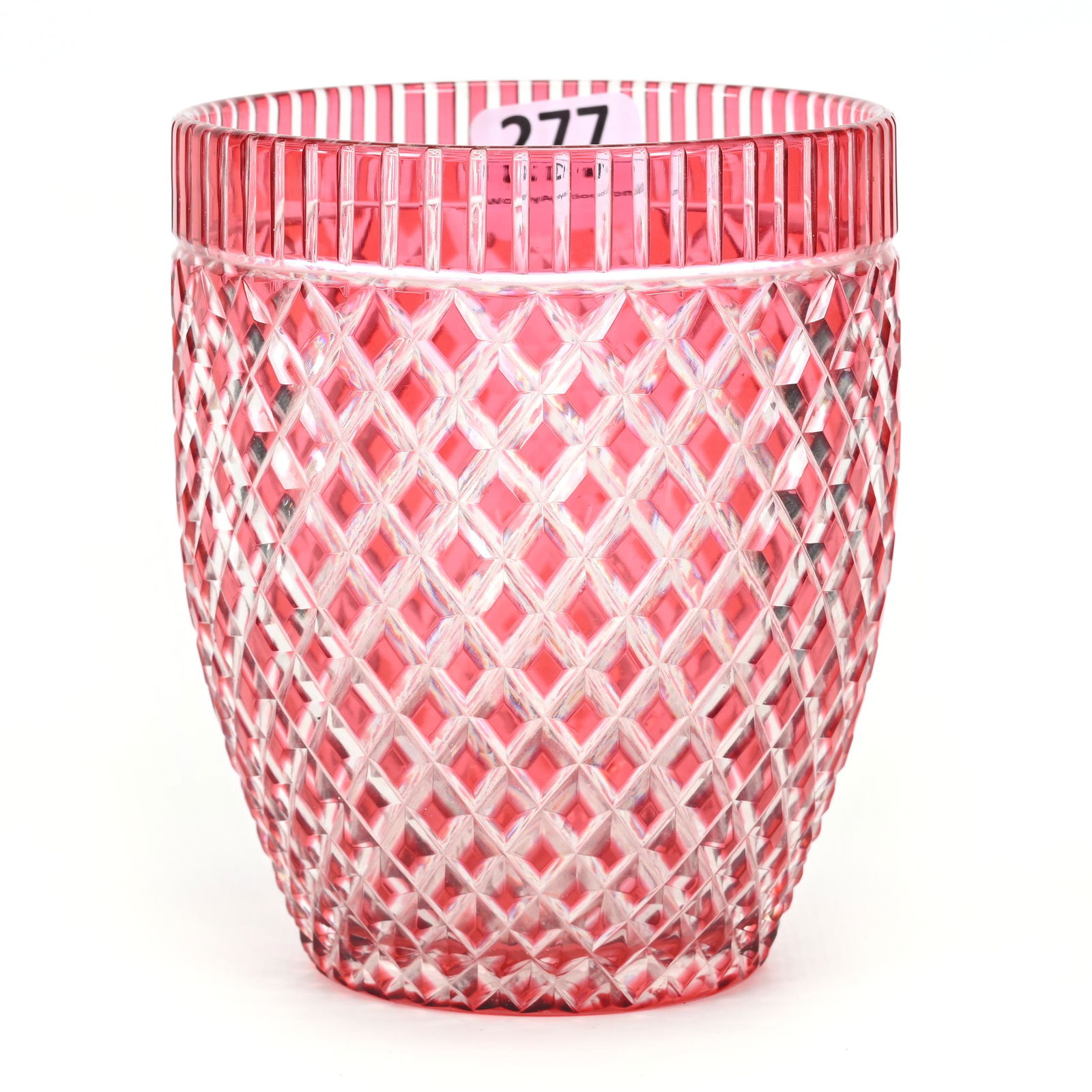 Vase, BPCG, Cranberry Cut To Clear (1 of 3)