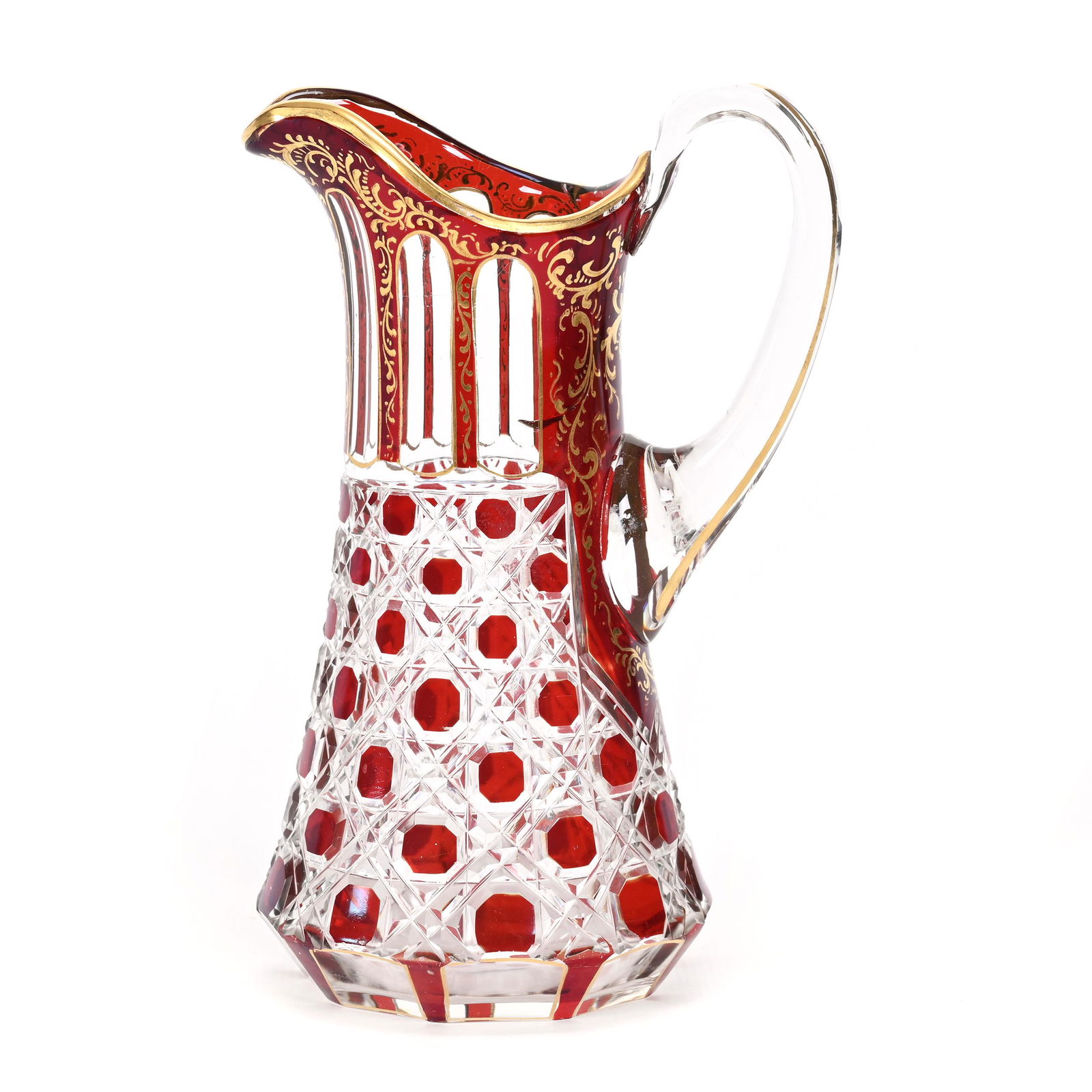 Pitcher, Ruby Cut To Clear Glass (1 of 5)