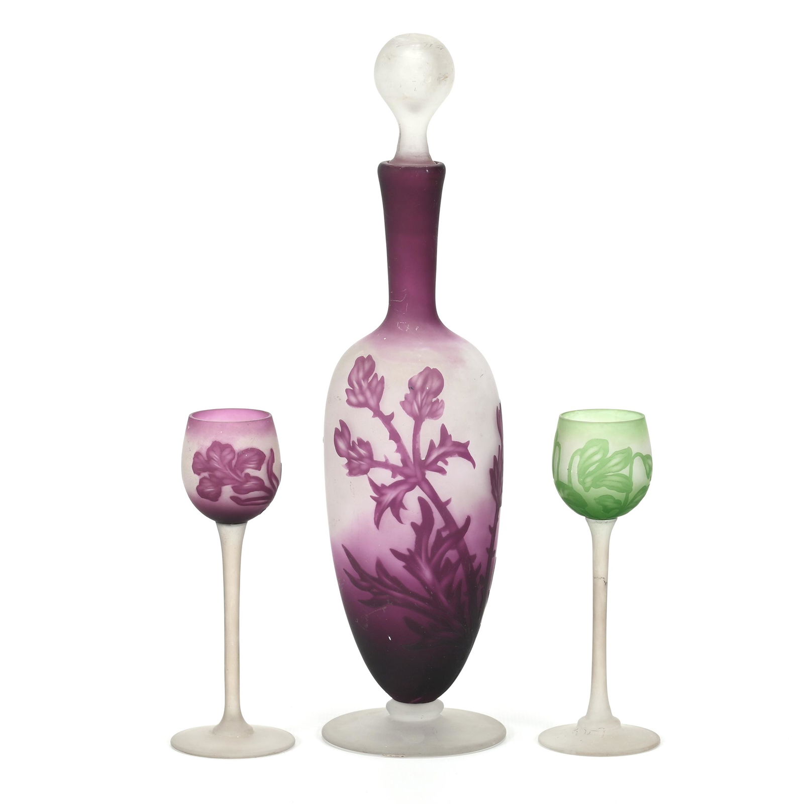 Liqueur Set, French Cameo Signed "C. Vessiere Nancy" (1 of 5)