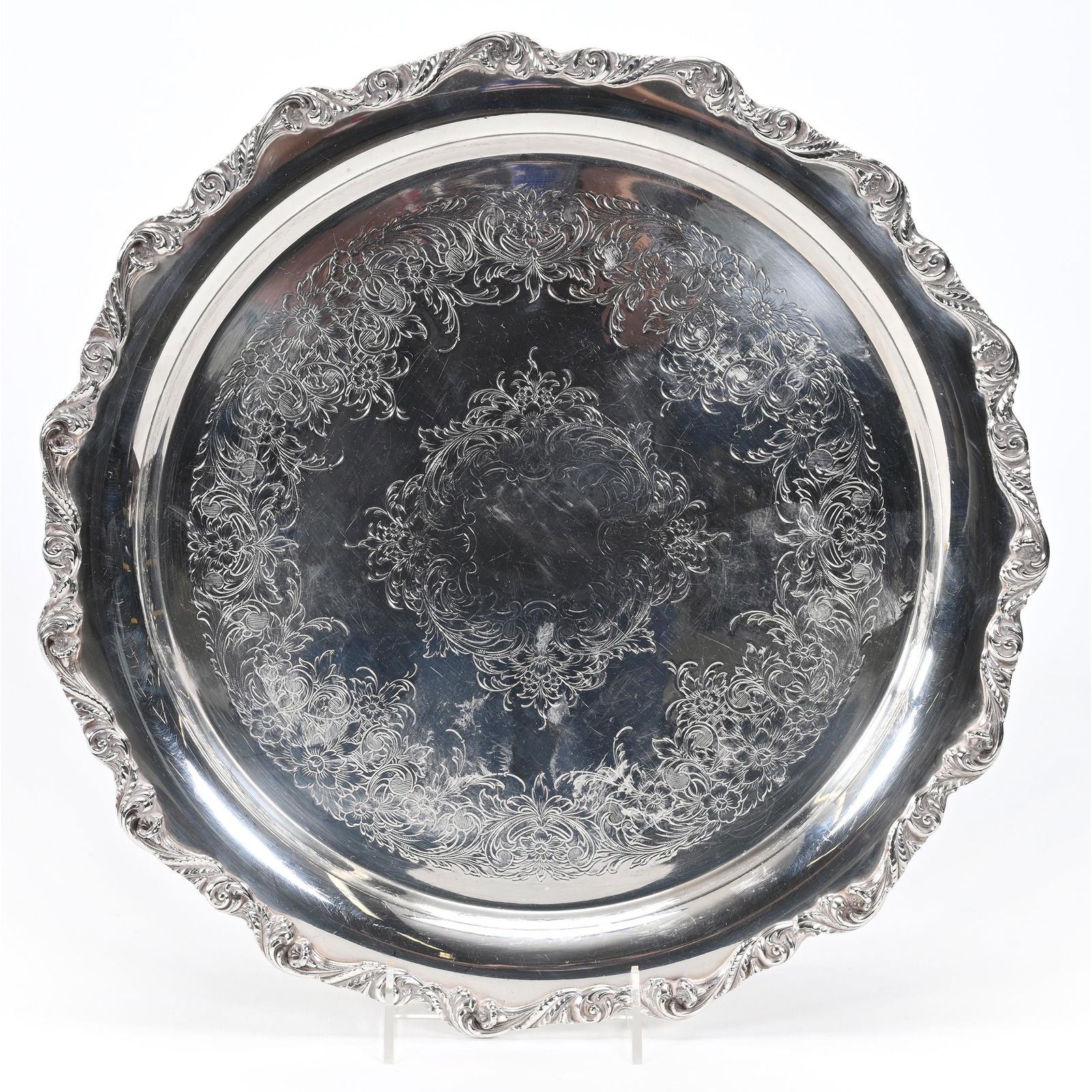 Round Tray, Silverplate Marked Wilcox International (1 of 3)