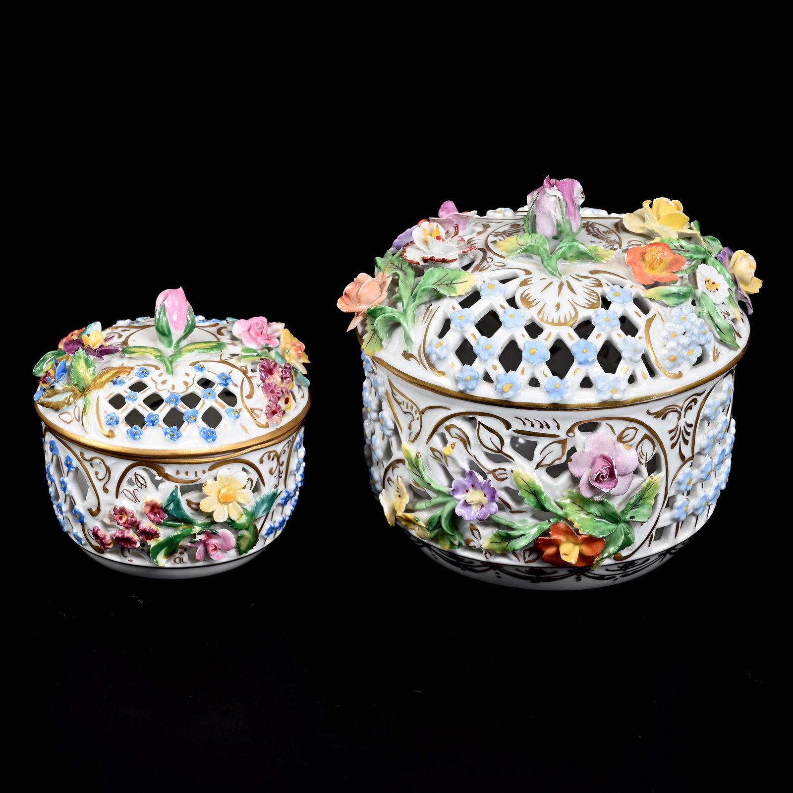 (2) Round Covered Boxes Marked Dresden (1 of 5)