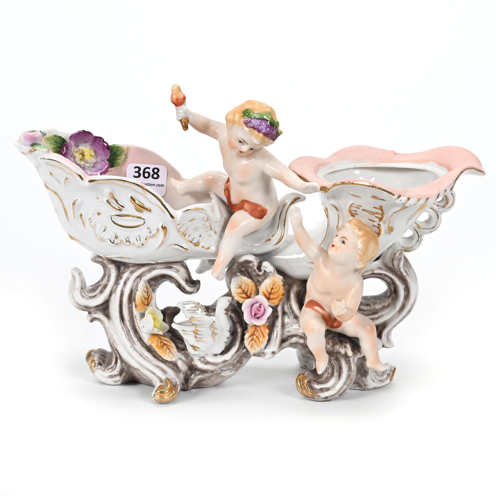 Double Cornucopia Vase, Porcelain (1 of 4)