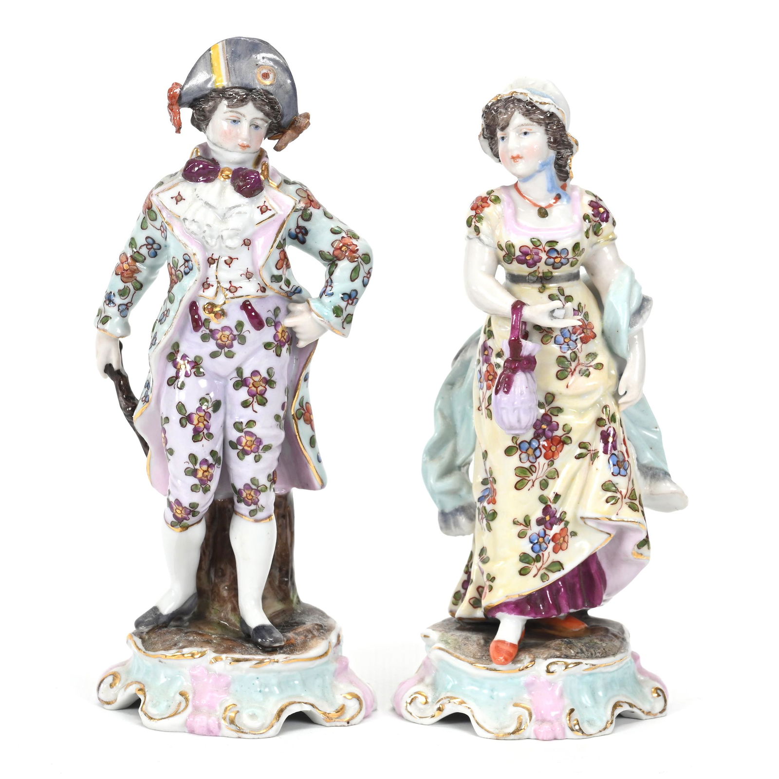 Pair Figurines Marked Sitzendorf Porcelain (1 of 3)