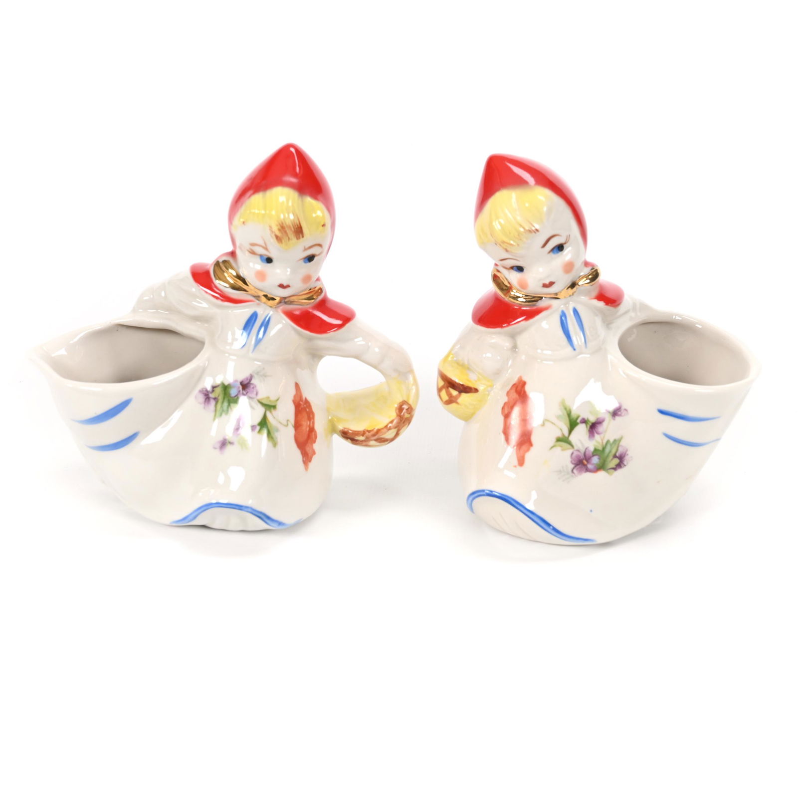 Creamer & Sugar Set, Shawnee Pottery Red Riding Hood: Creamer & Sugar Set, Shawnee Pottery Red Riding Hood, 5.5" x 5.25", Nice Pair, Larry & Sharla Michael.