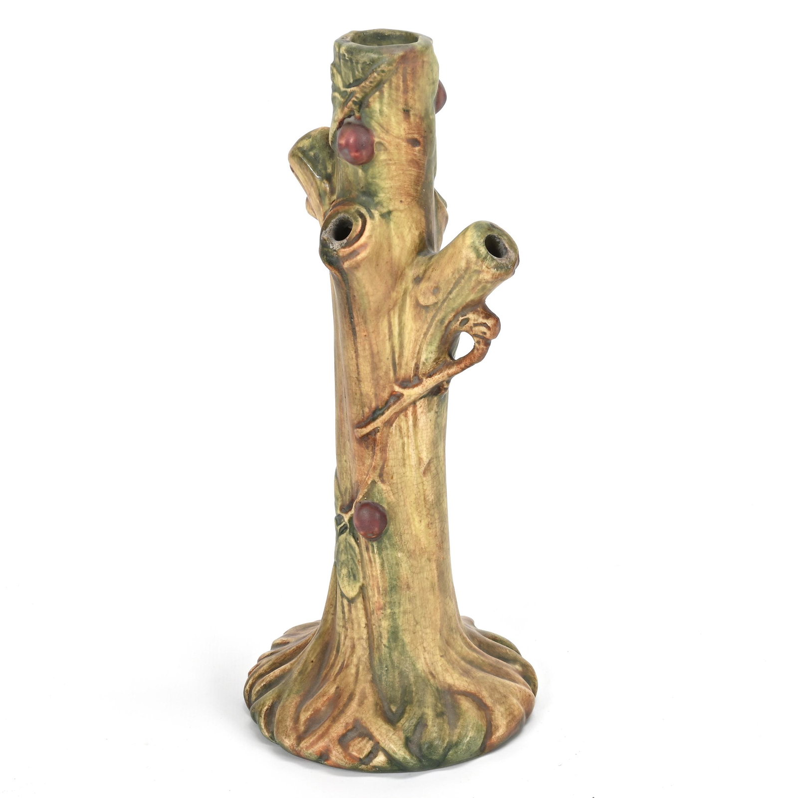 Bud Vase, Unmarked Weller Art Pottery: Bud Vase, Unmarked Weller Art Pottery, 10.5" x 4.5", Woodcraft Pattern, Larry & Sharla Michael.