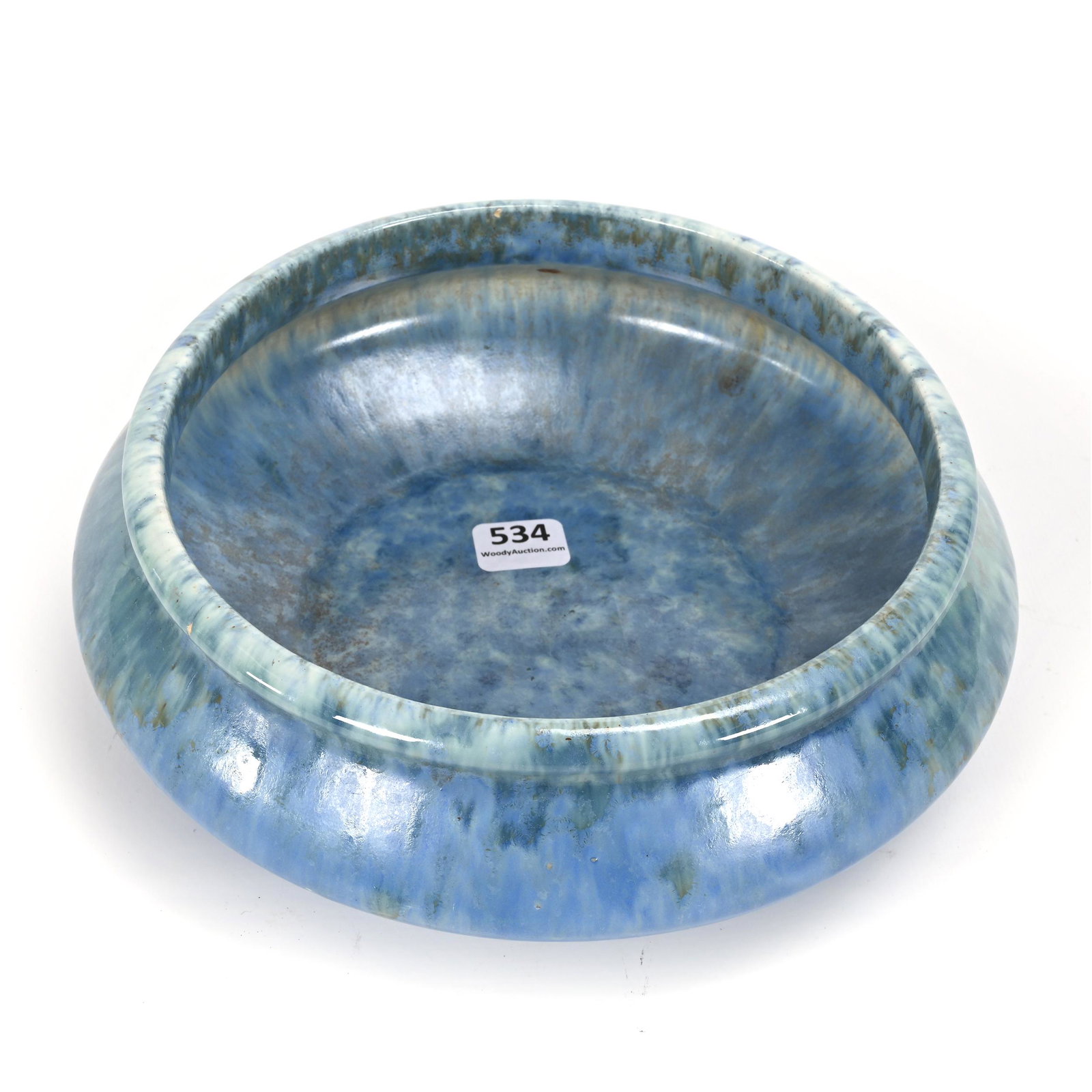 Bowl, Roseville Art Pottery: Bowl, Roseville Art Pottery, 3" x 8", Carnelian 2 Pattern, Blue And Green Mottled Design, Original Roseville Paper Label, Larry & Sharla Michael.
