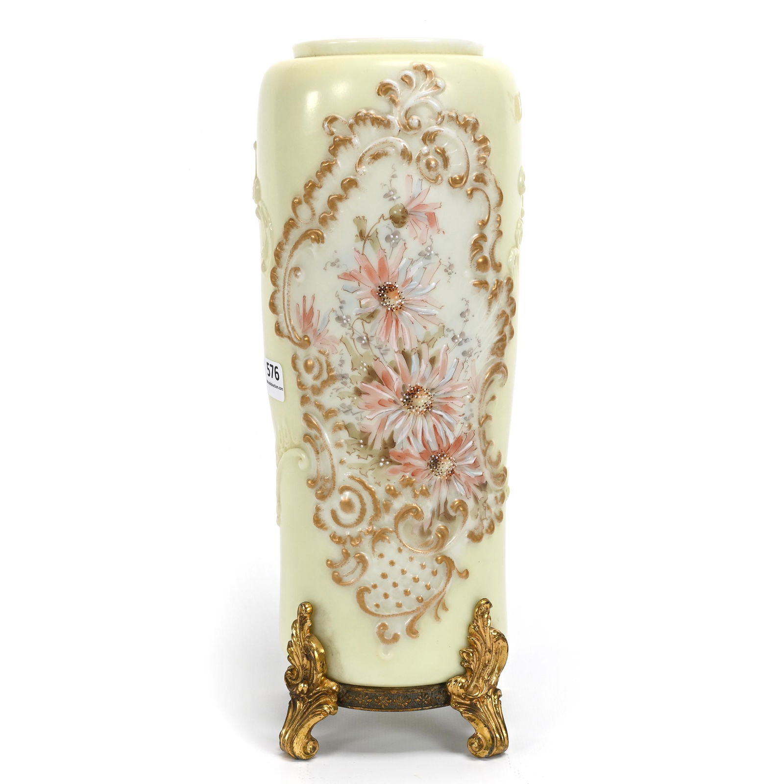 Cylinder Vase, Unmarked Wave Crest Art Glass (1 of 4)