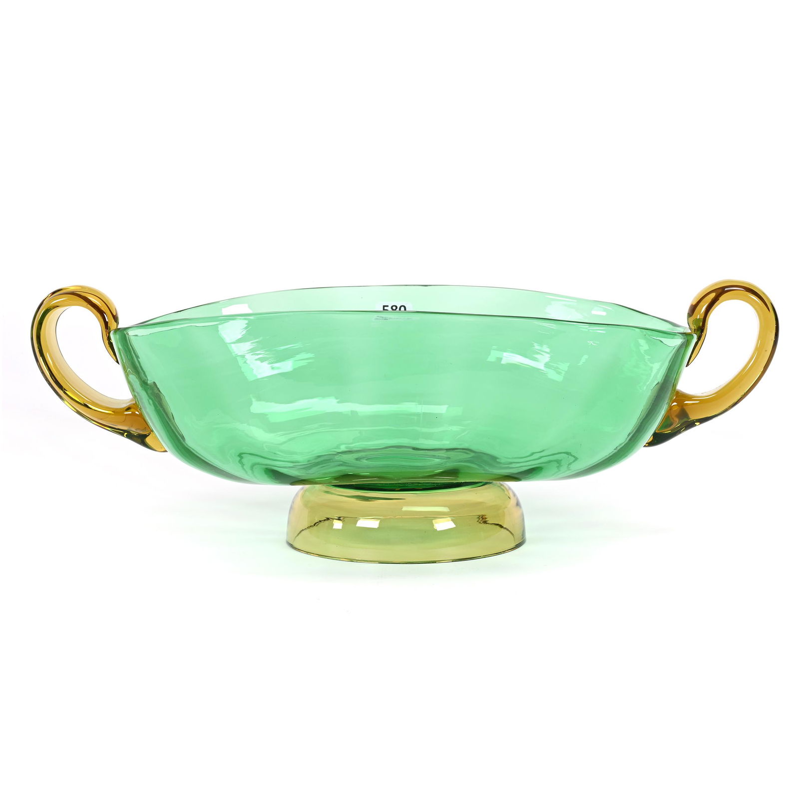 Bowl, Green Art Glass, Attributed to Steuben (1 of 3)